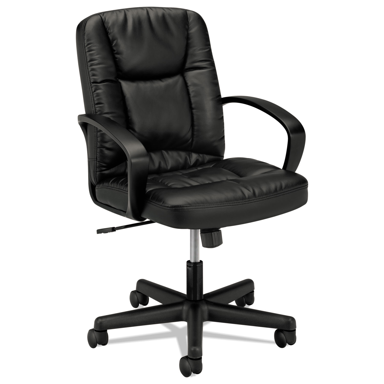  HON HVL171.SB11 HVL171 Executive Mid-Back Leather Chair, Supports up to 250 lbs., Black Seat/Black Back, Black Base (BSXVL171SB11) 