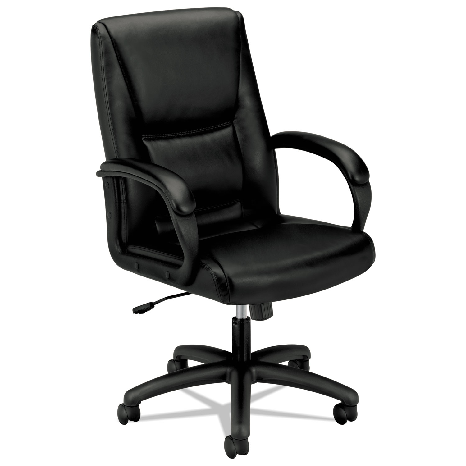  HON HVL161.SB11 HVL161 Executive High-Back Leather Chair, Supports up to 250 lbs., Black Seat/Black Back, Black Base (BSXVL161SB11) 