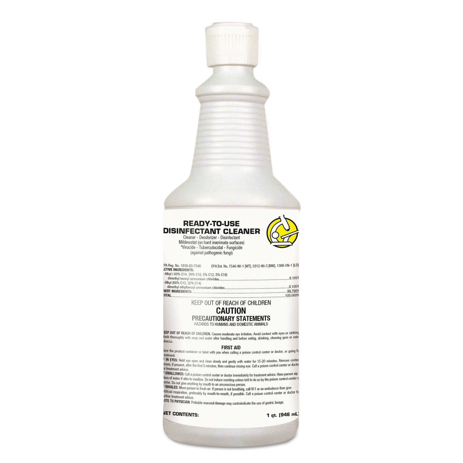 USC RTU Disinfectant Cleaner, Floral Citrus Scent, 1 qt Flip-Top Bottle, 12/Ctn