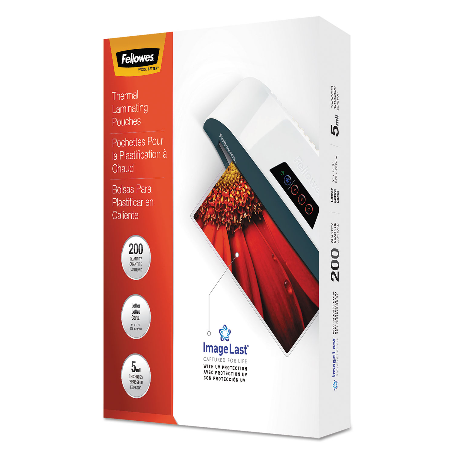  Fellowes 5245301 ImageLast Laminating Pouches with UV Protection, 5 mil, 9 x 11.5, Clear, 200/Pack (FEL5245301) 