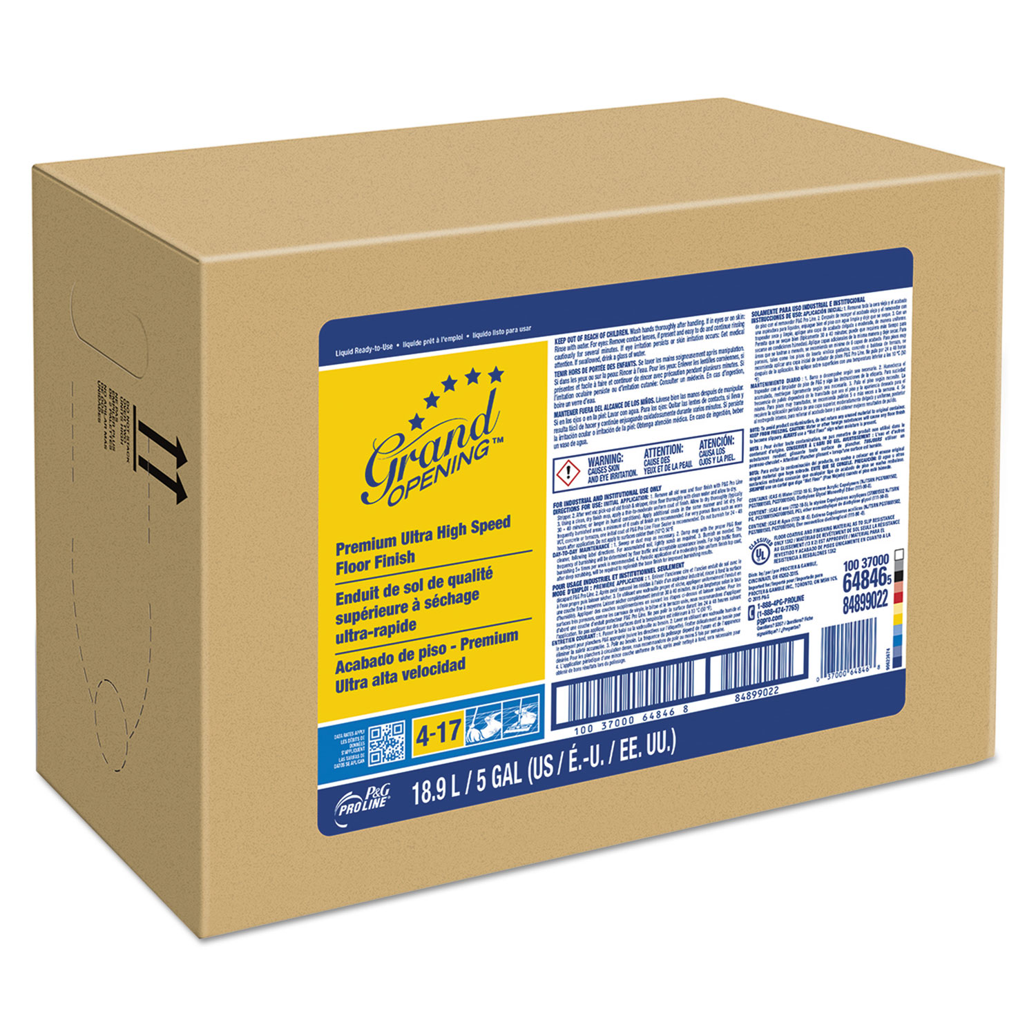  P&G Pro Line 64846 #17 Grand Opening Ultra High Speed Floor Finish, 5 Gallon Bag-in-Box (PGC64846) 