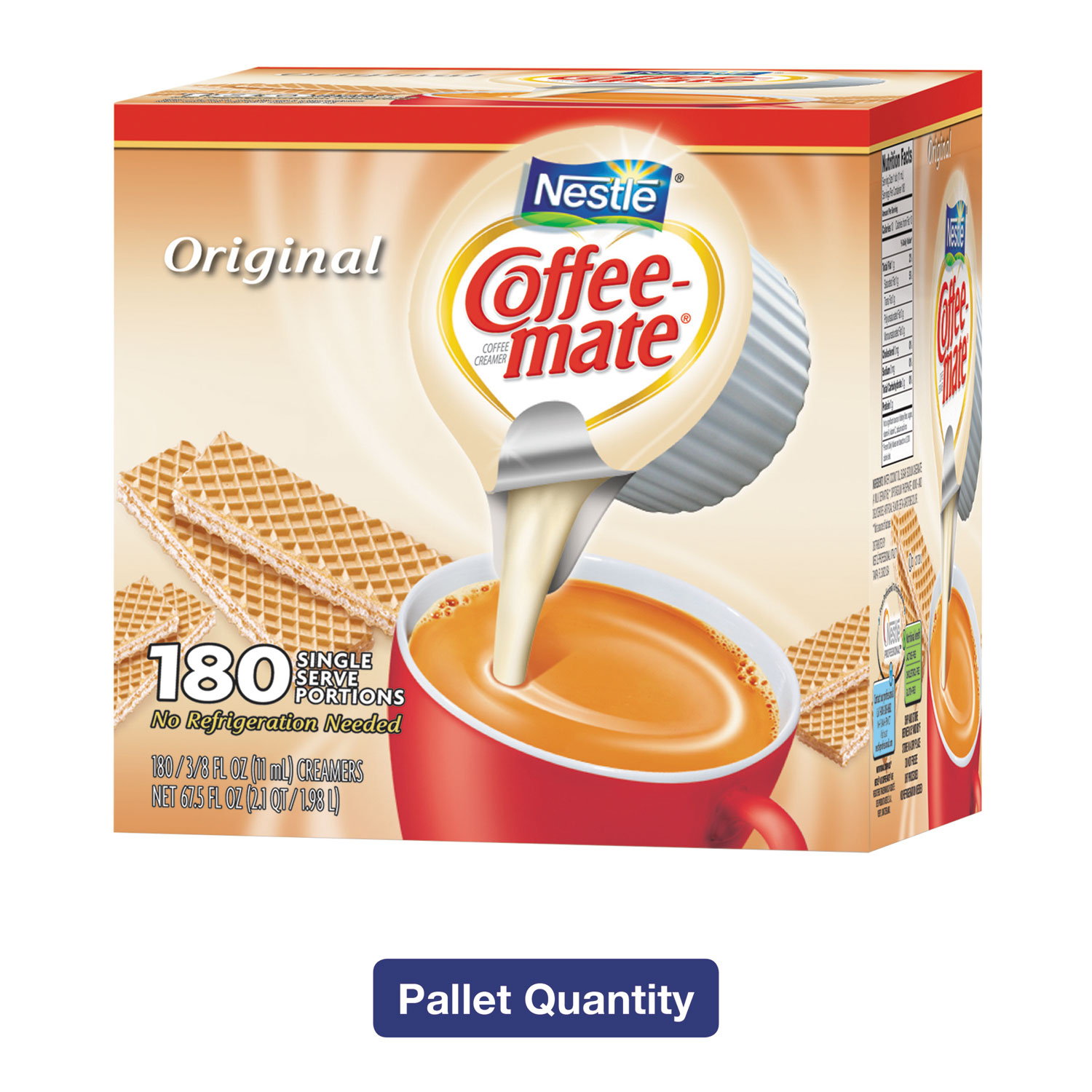  Coffee-mate 753032 PLT Liquid Coffee Creamer, Original, 0.38 oz Mini Cups, 180/Box, 4 Boxes/Carton, 150 Cartons/Pallet, 108,000 Total/Pallet (NES753032PLT) 