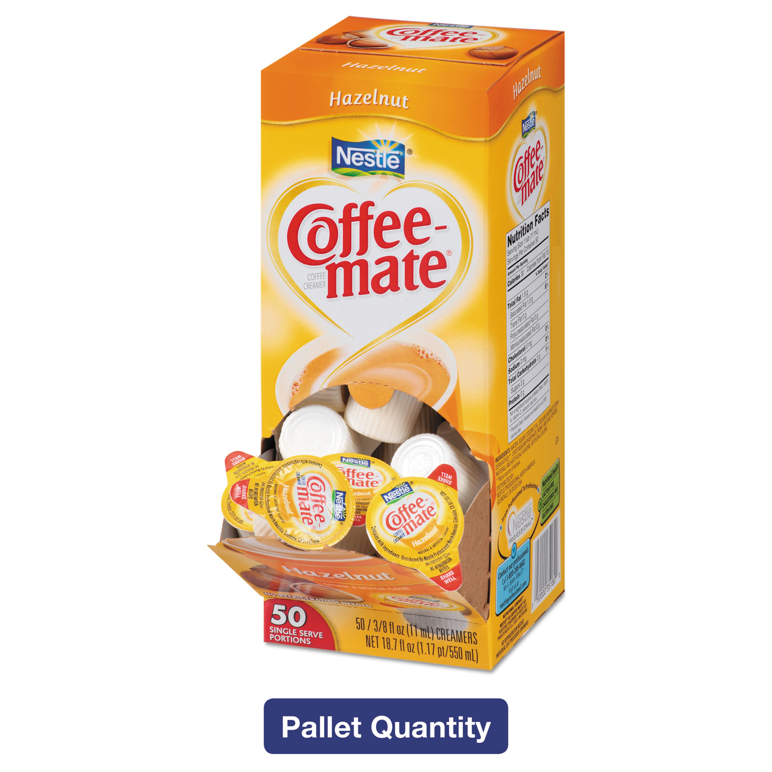  Coffee-mate 35180 PALLET Liquid Coffee Creamer, Hazelnut, 0.38 oz Mini Cups, 50/Box, 4 Boxes/Carton, 130 Cartons/Pallet,  26,000 Total/Pallet (NES35180PLT) 