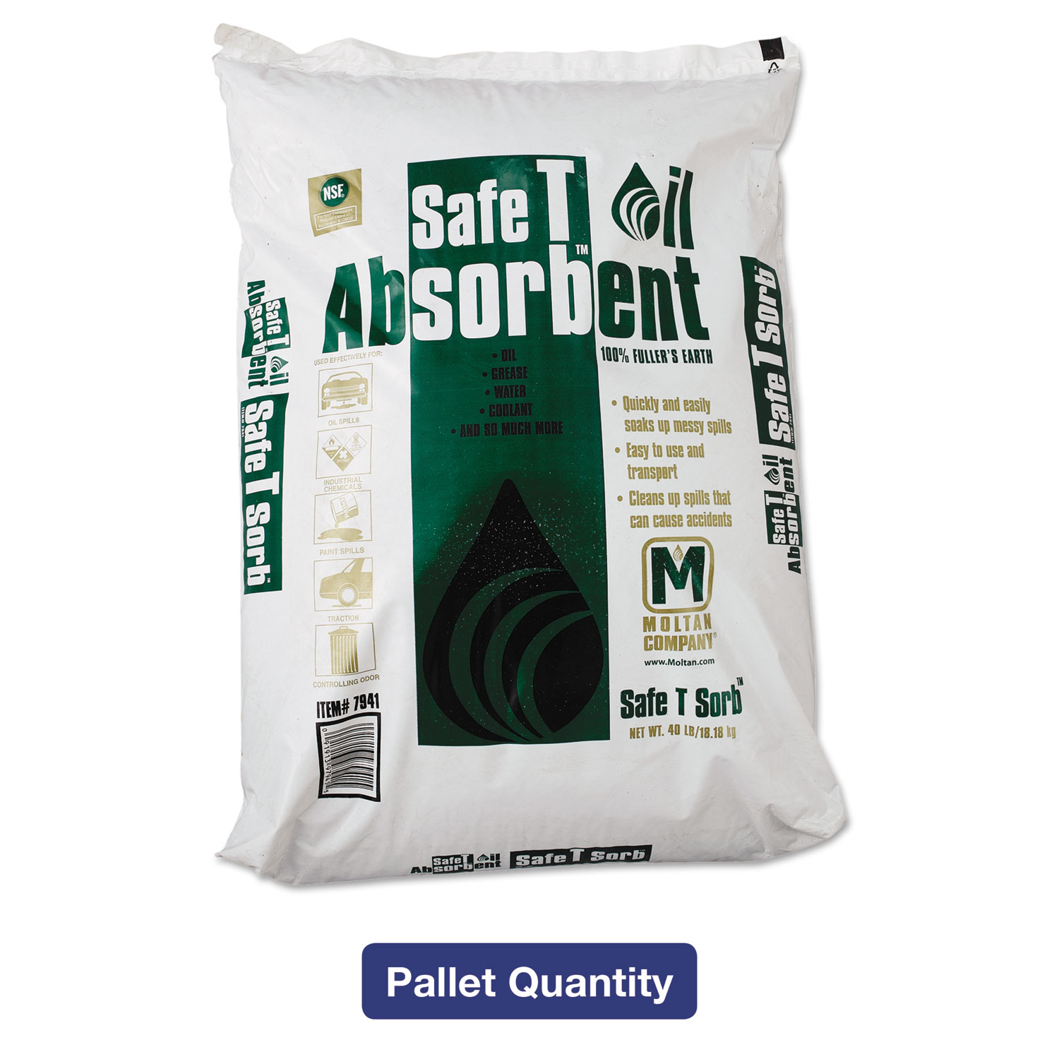  Safe T Sorb MOL 7941 All-Purpose Clay Absorbent, 40lb, Poly-Bag, 50/Pallet (MOL7941PL) 