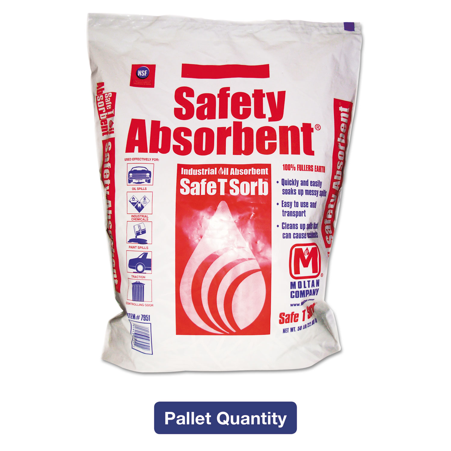  Safe T Sorb MOL 7951 All-Purpose Clay Absorbent, 50lb, Poly-Bag, 40/Pallet (MOL7951PL) 