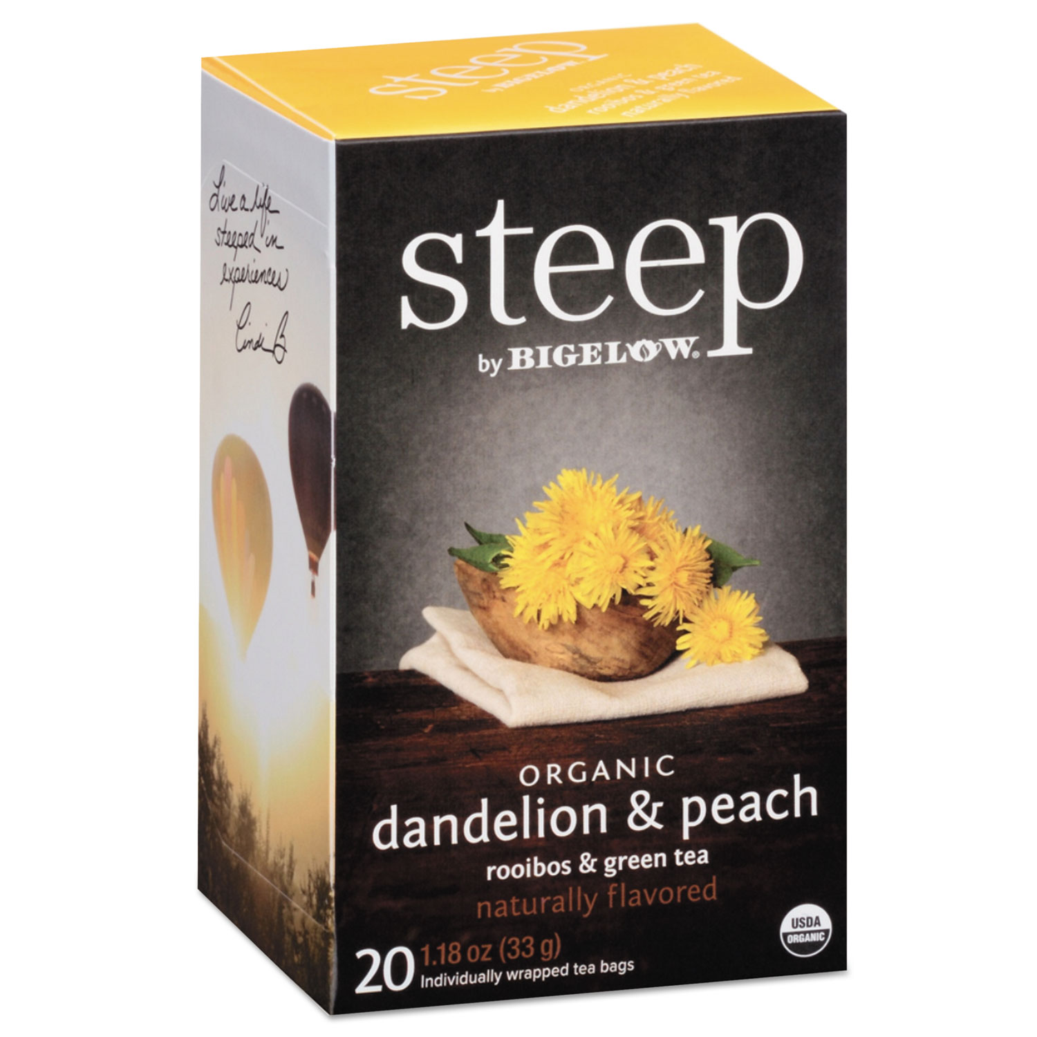 steep Tea, Dandelion & Peach, 1.18 oz Tea Bag, 20/Box