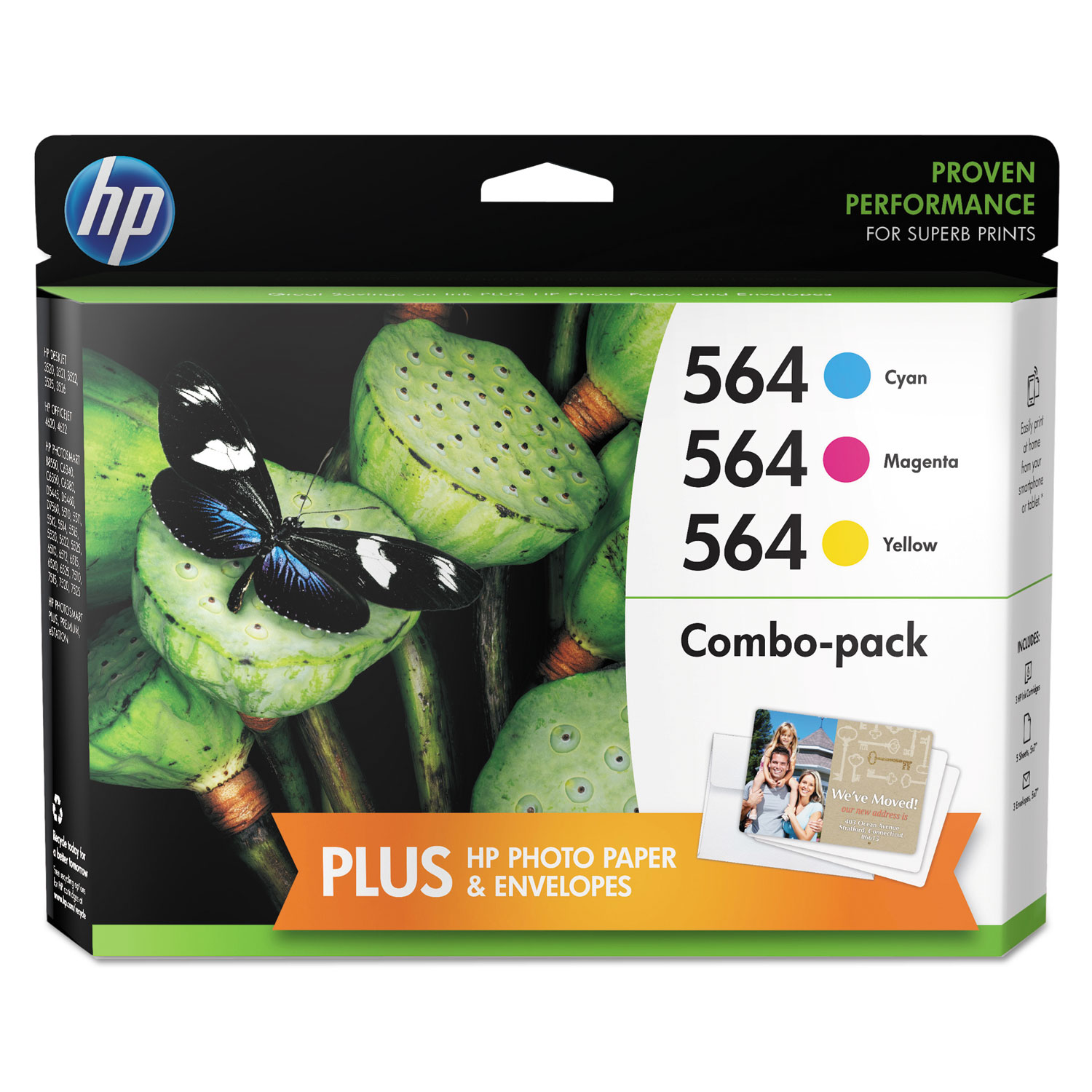  HP N9H57FN HP 564, (N9H57FN) 3-pack Cyan/Magenta/Yellow Original Ink Cartridges (HEWN9H57FN) 