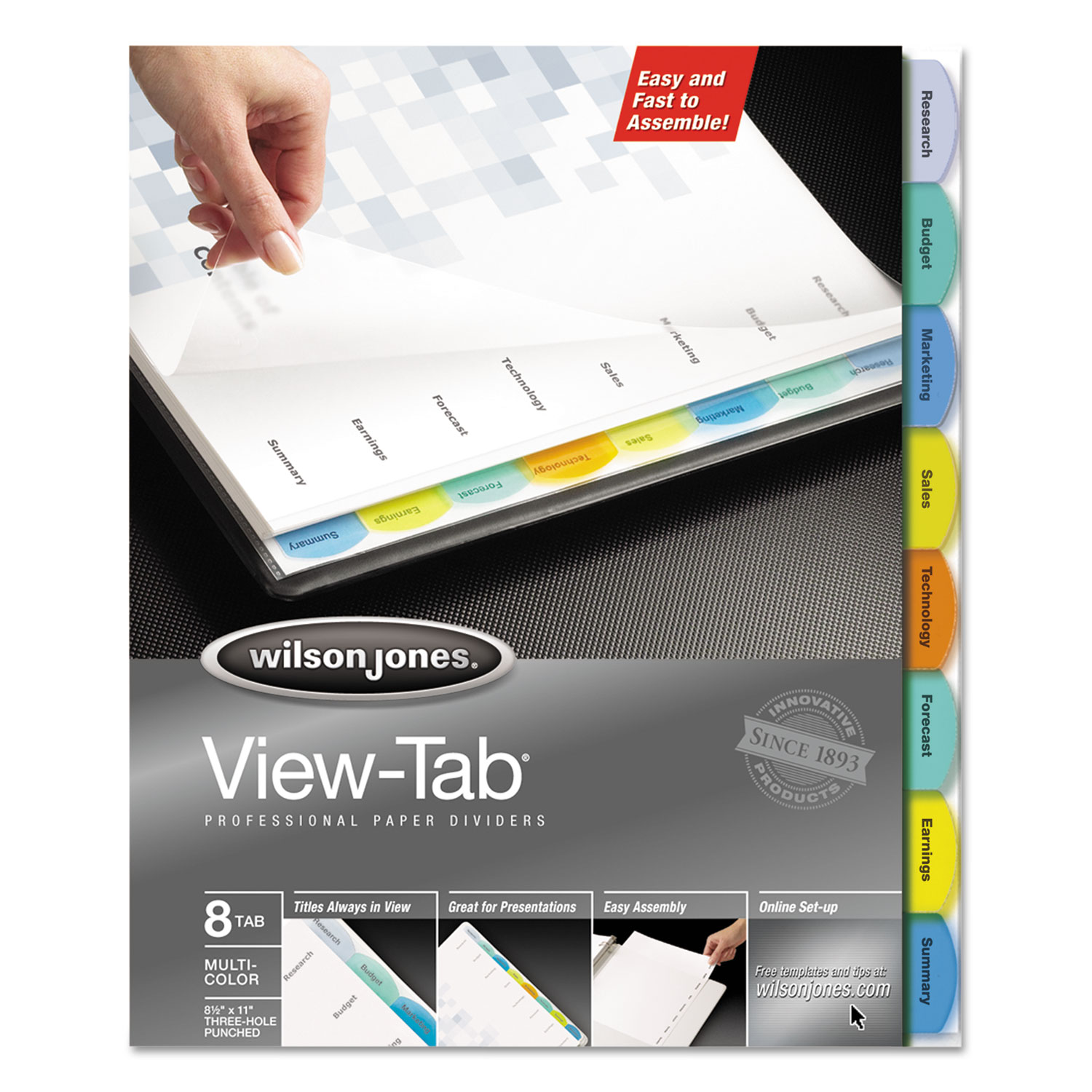 View-Tab Paper Index Dividers, 8-Tab, Square, Letter, Assorted