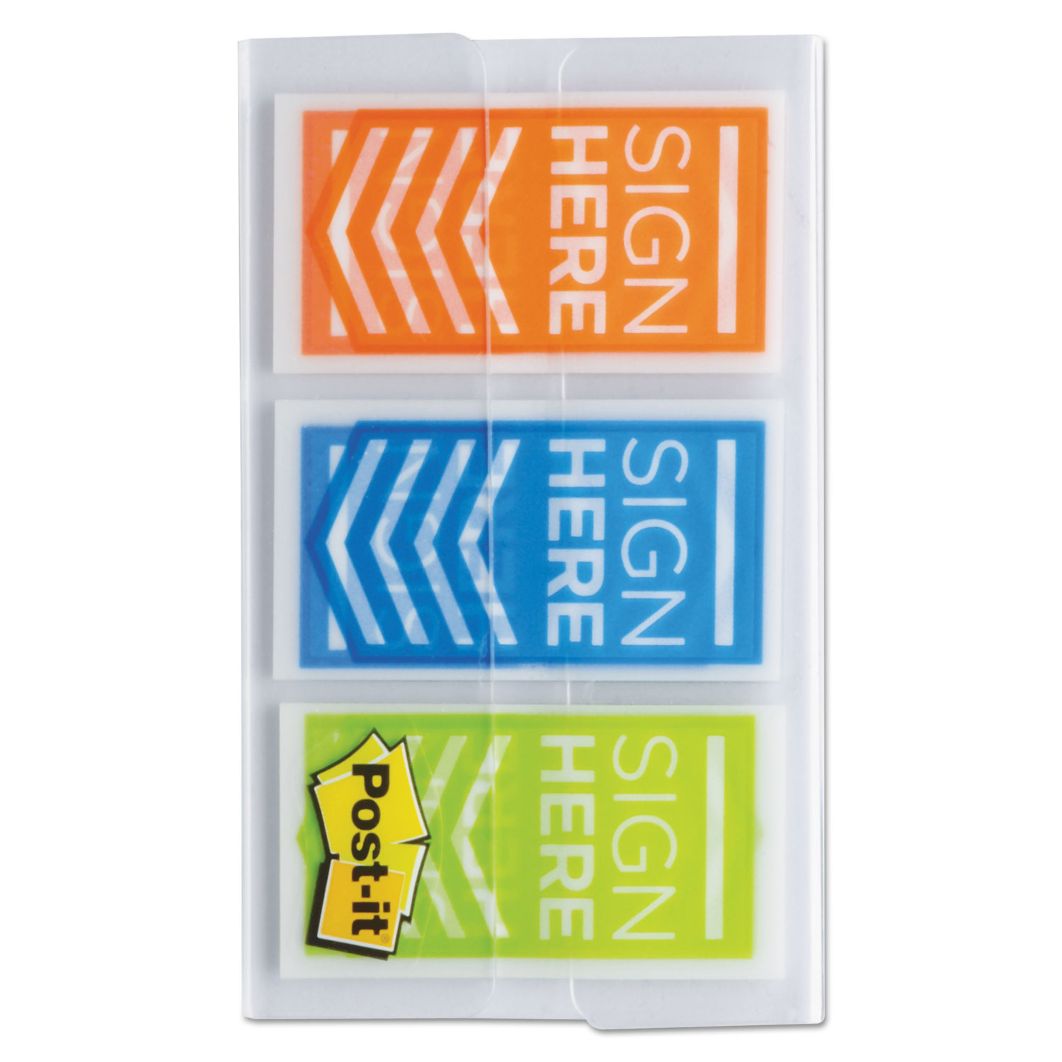 Arrow Message 1 Page Flags, Sign Here, Blue/Lime/Orange, 60/Pack