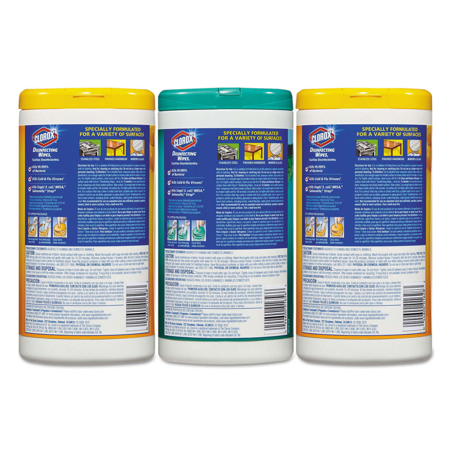 Disinfecting Wipes, 7 x 8, Fresh Scent/Citrus Blend, 75/Canister, 3/Pk