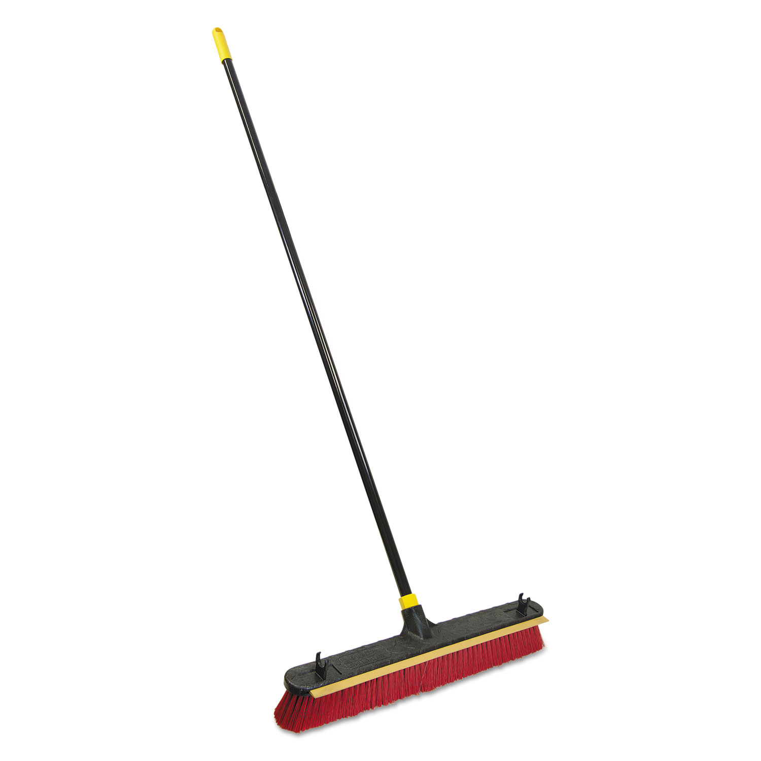 2-in-1 Squeegee Pushbroom, 24 Brush, 60 Handle, PET/Steel, Red/Black/Yellow