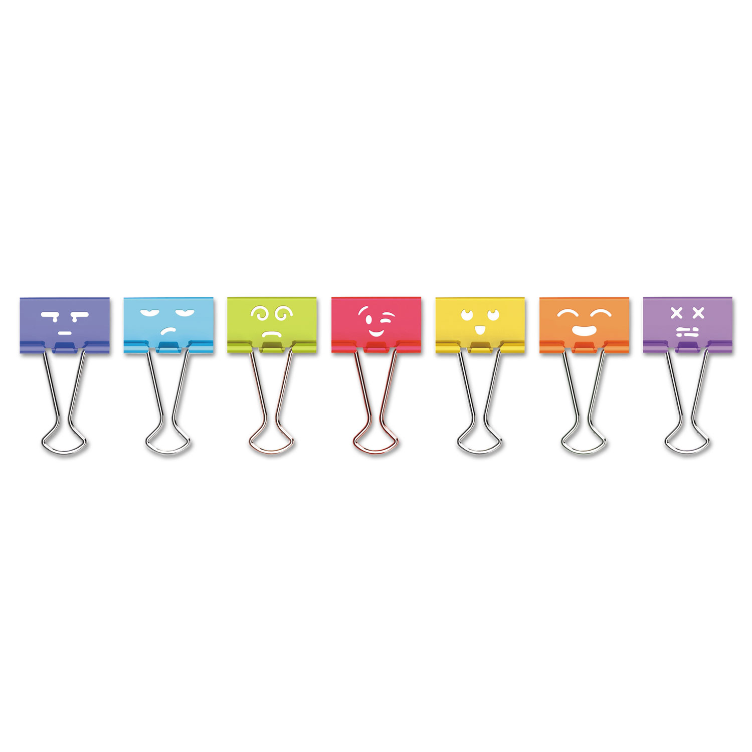 Emoji Themed Binder Clips, Assorted, Medium, 1 Wide, 42/Pack
