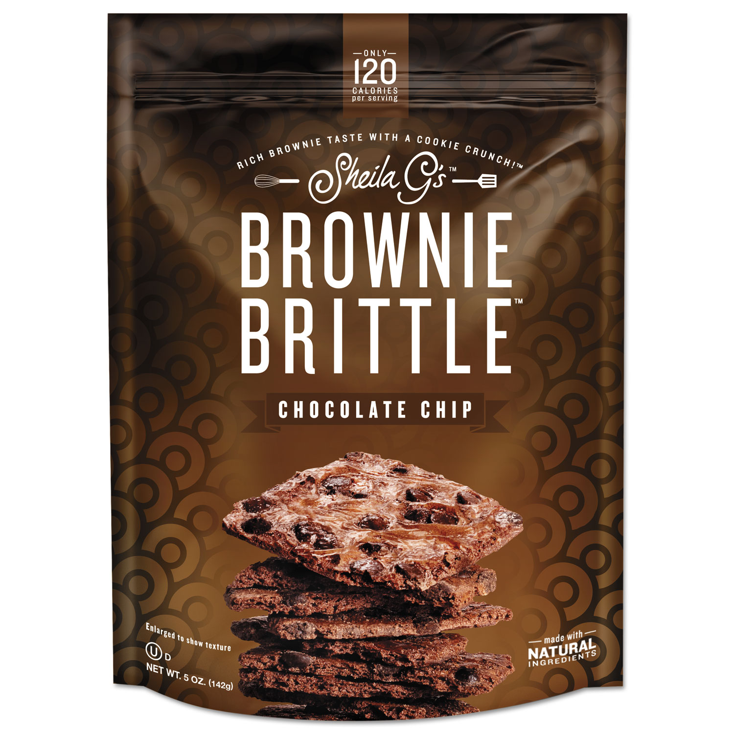 Brownie Brittle, Chocolate Chip, 5 oz, 12 Bags/Carton