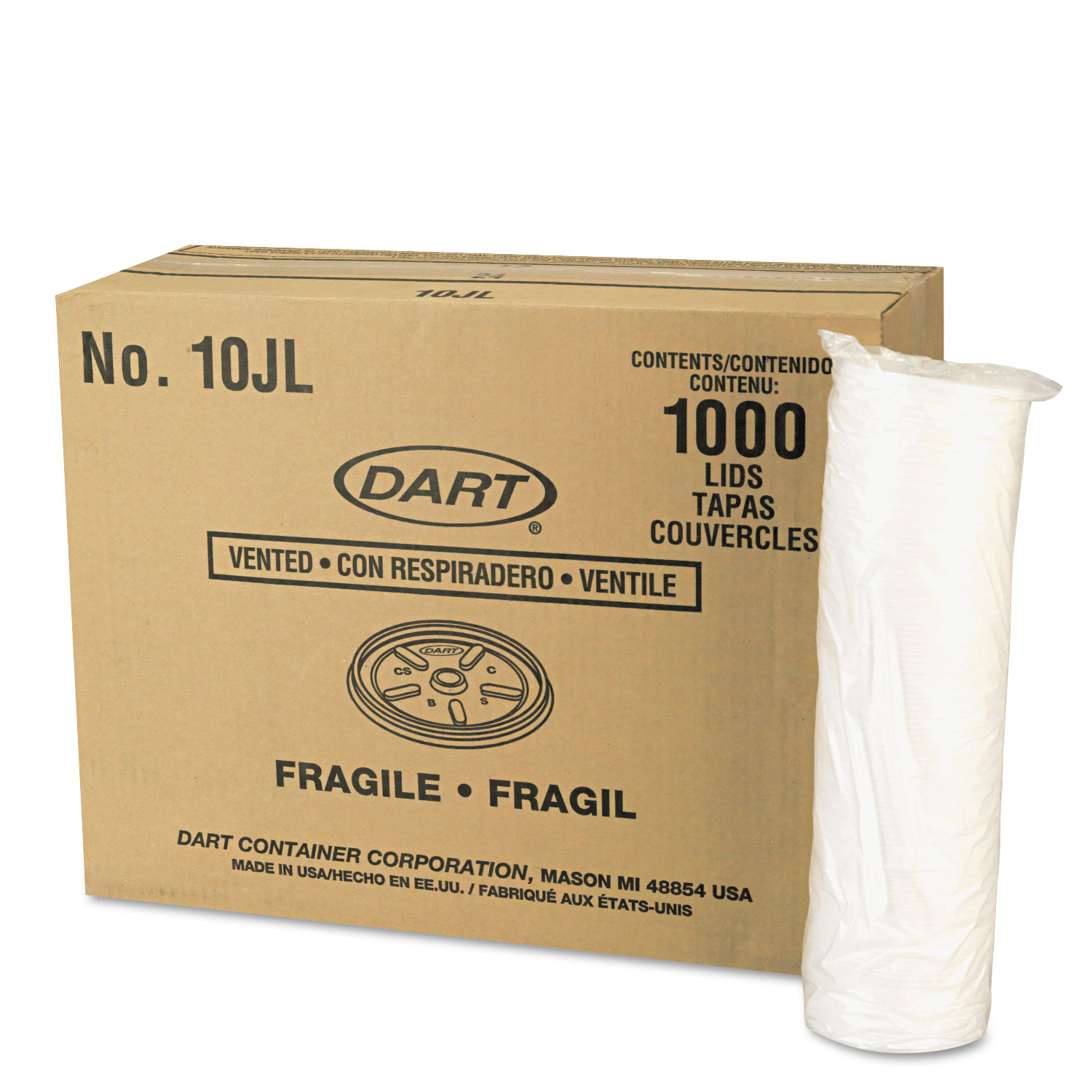 Vented Plastic Hot Cup Lids, 10JL, 10 oz., White, 1000/Carton