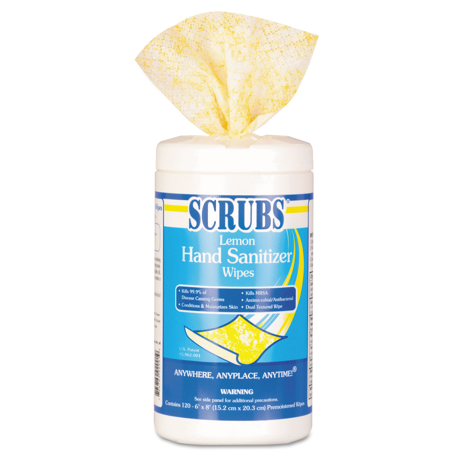  SCRUBS 92991 Hand Sanitizer Wipes, 6 x 8, 120 Wipes/Canister, 6 Canisters/Case (ITW92991CT) 
