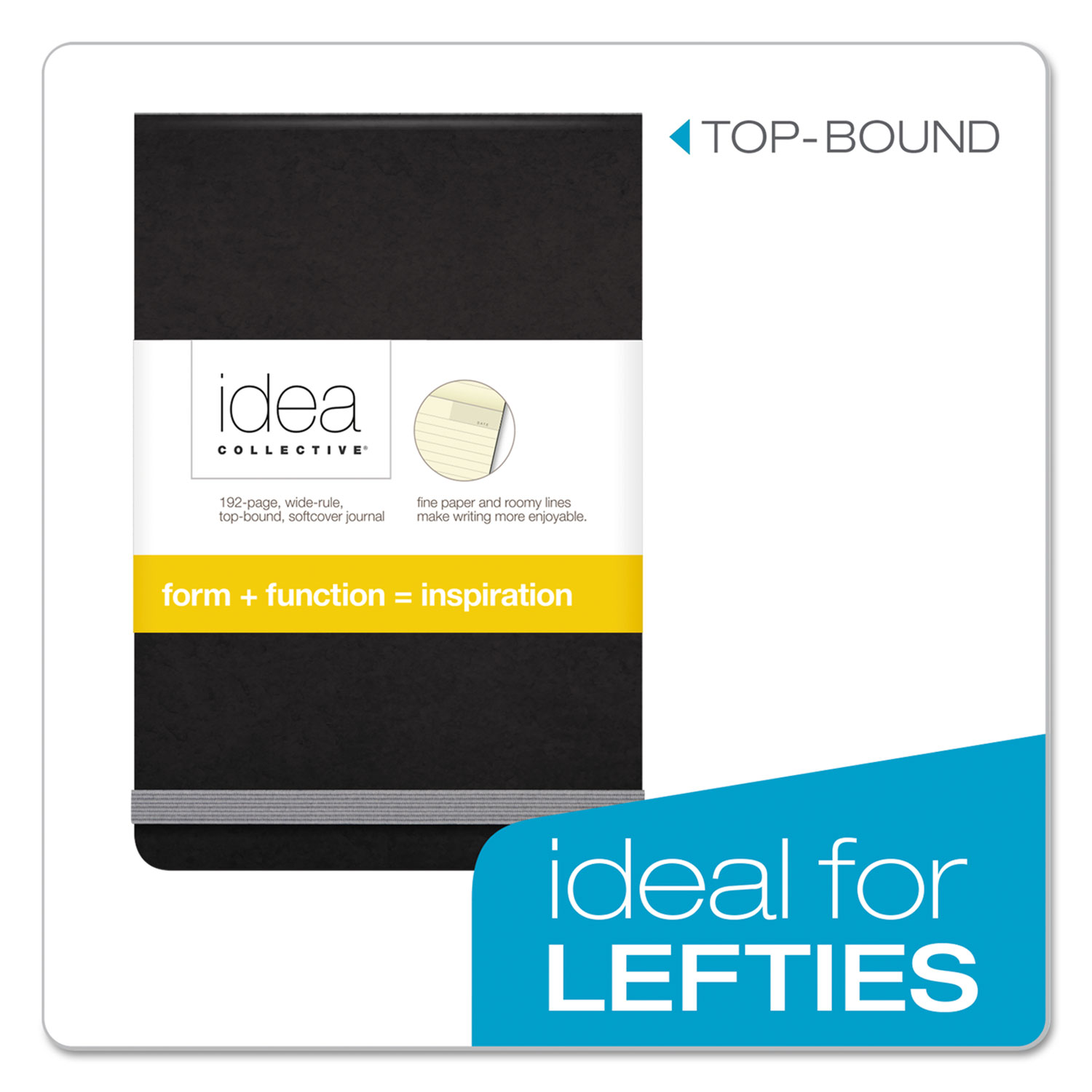 Idea Collective Journal, Soft Cover, Top Bound, 3 1/2 x 5 1/2, Black, 96 Sheets