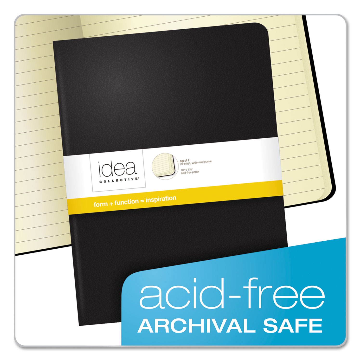 Idea Collective Journal, Soft Cover, Side, 10 x 7 1/2, Black, 48 Sheets, 2/PK