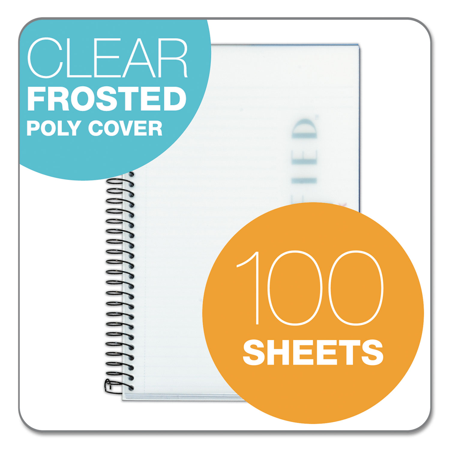 Color Notebook, Frosted Cover, 8 1/2 x 5 1/2, White, 100 Sheets