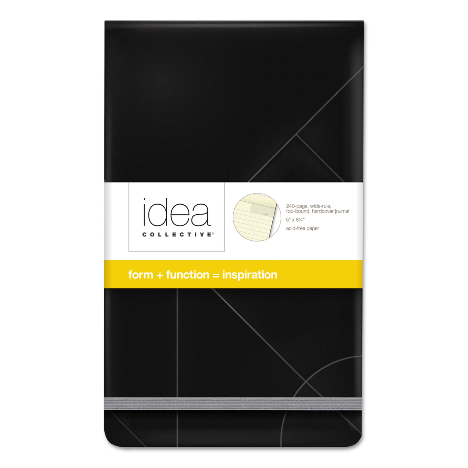  TOPS 56886 Idea Collective Journal, 1 Subject, Wide/Legal Rule, Black Cover, 5 x 8.25, 120 Sheets (TOP56886) 