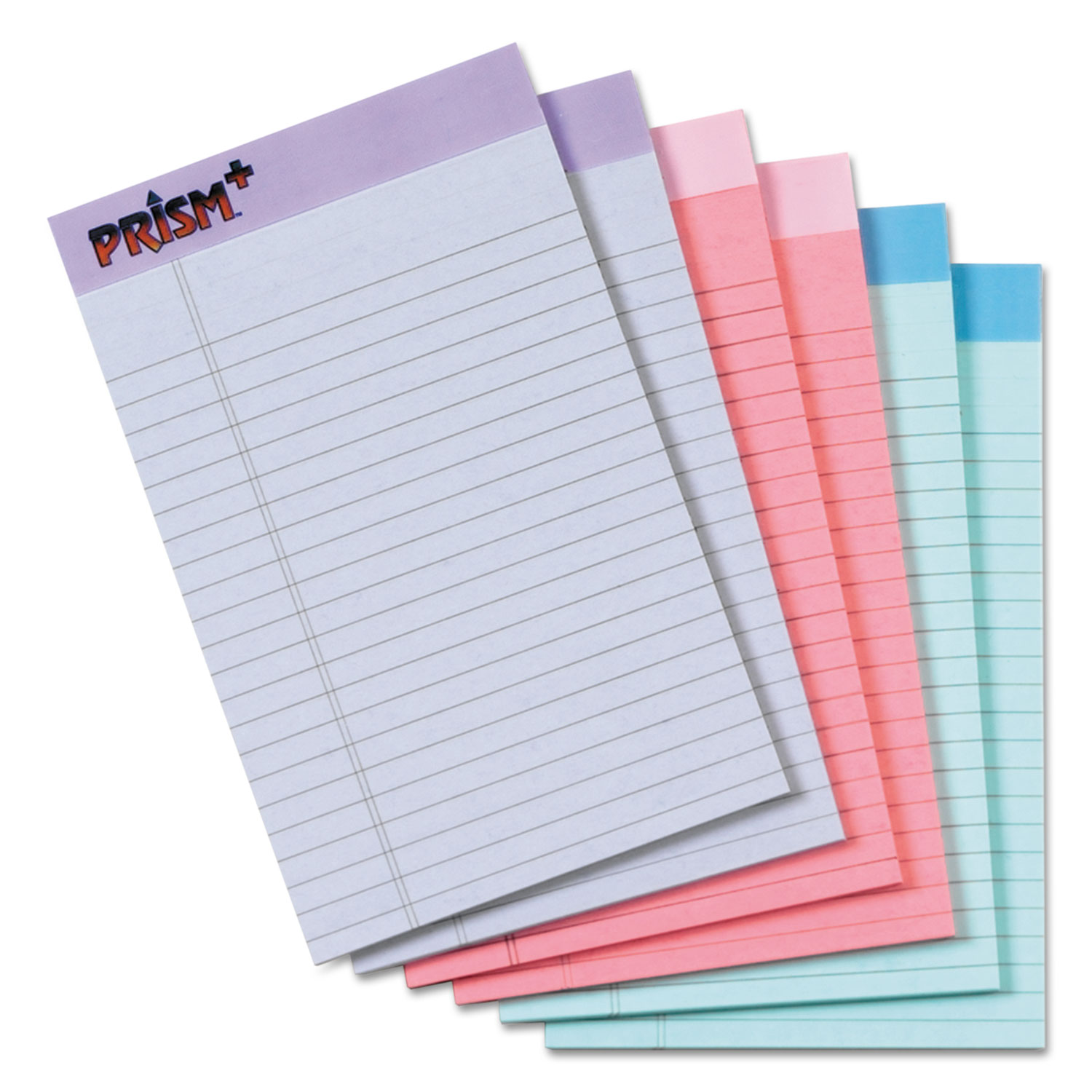  TOPS 63016 Prism + Writing Pads, Narrow Rule, 5 x 8, Assorted Pastel Sheet Colors, 50 Sheets, 6/Pack (TOP63016) 