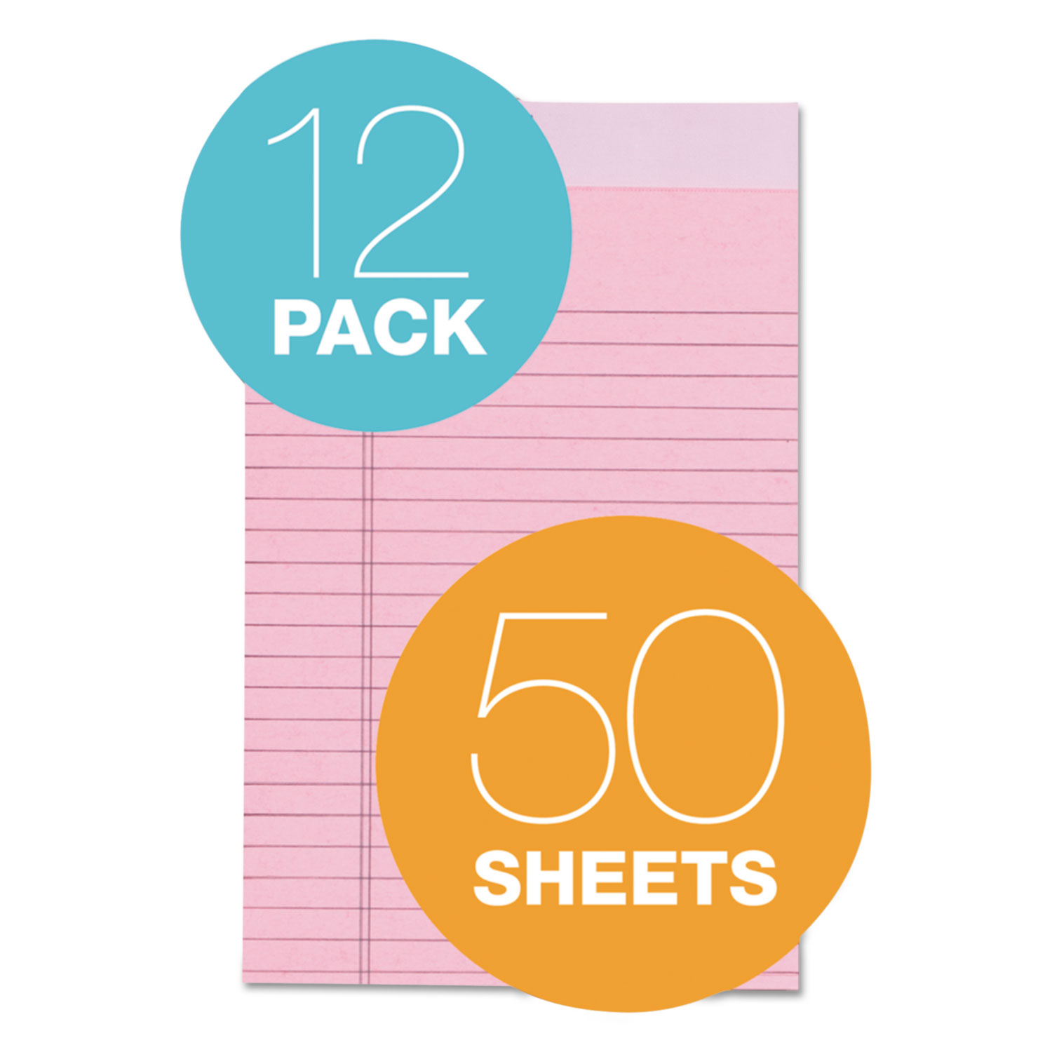 Prism Plus Colored Legal Pads, 5 x 8, Pink, 50 Sheets, Dozen