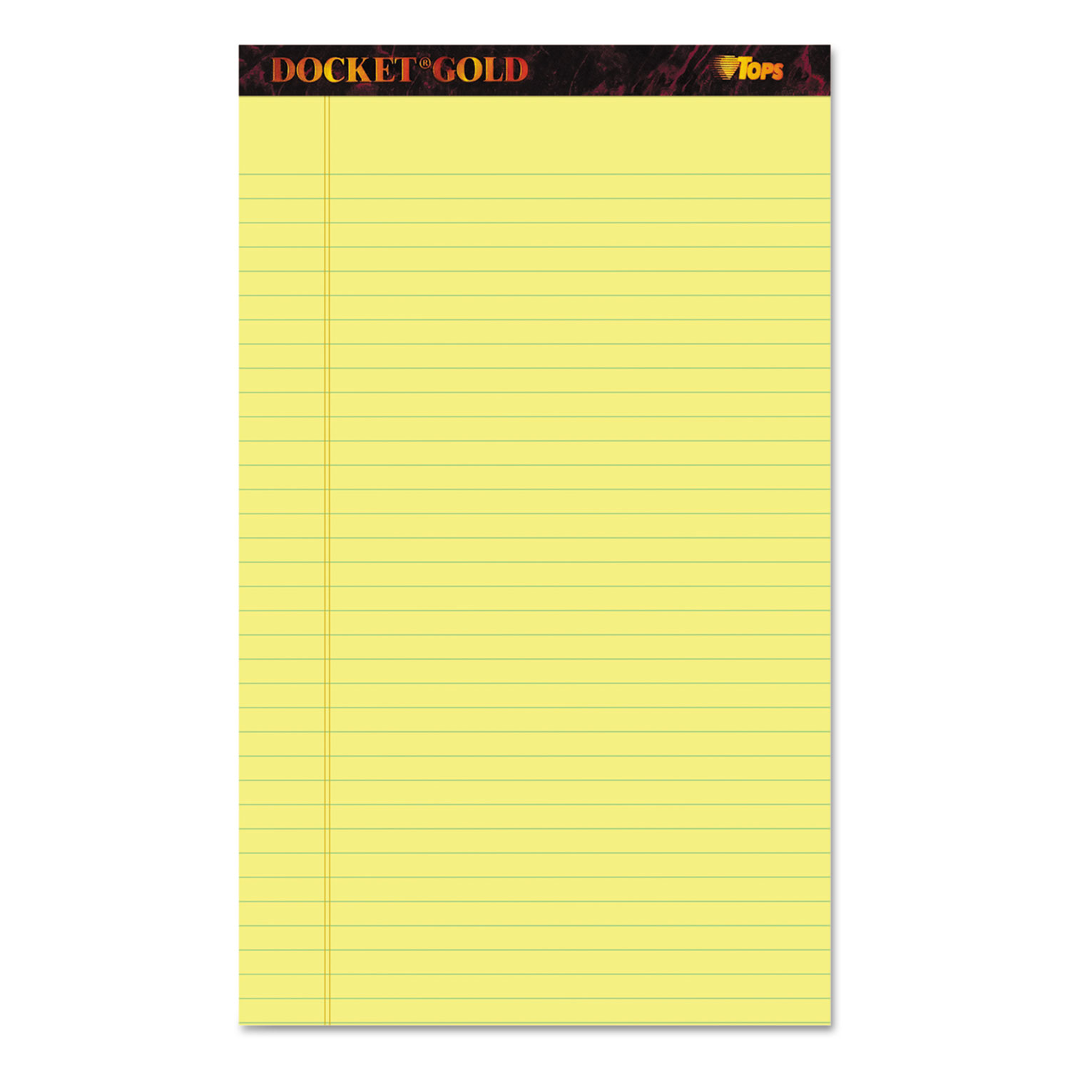  TOPS 63980 Docket Gold Ruled Perforated Pads, Wide/Legal Rule, 8.5 x 14, Canary, 50 Sheets, 12/Pack (TOP63980) 
