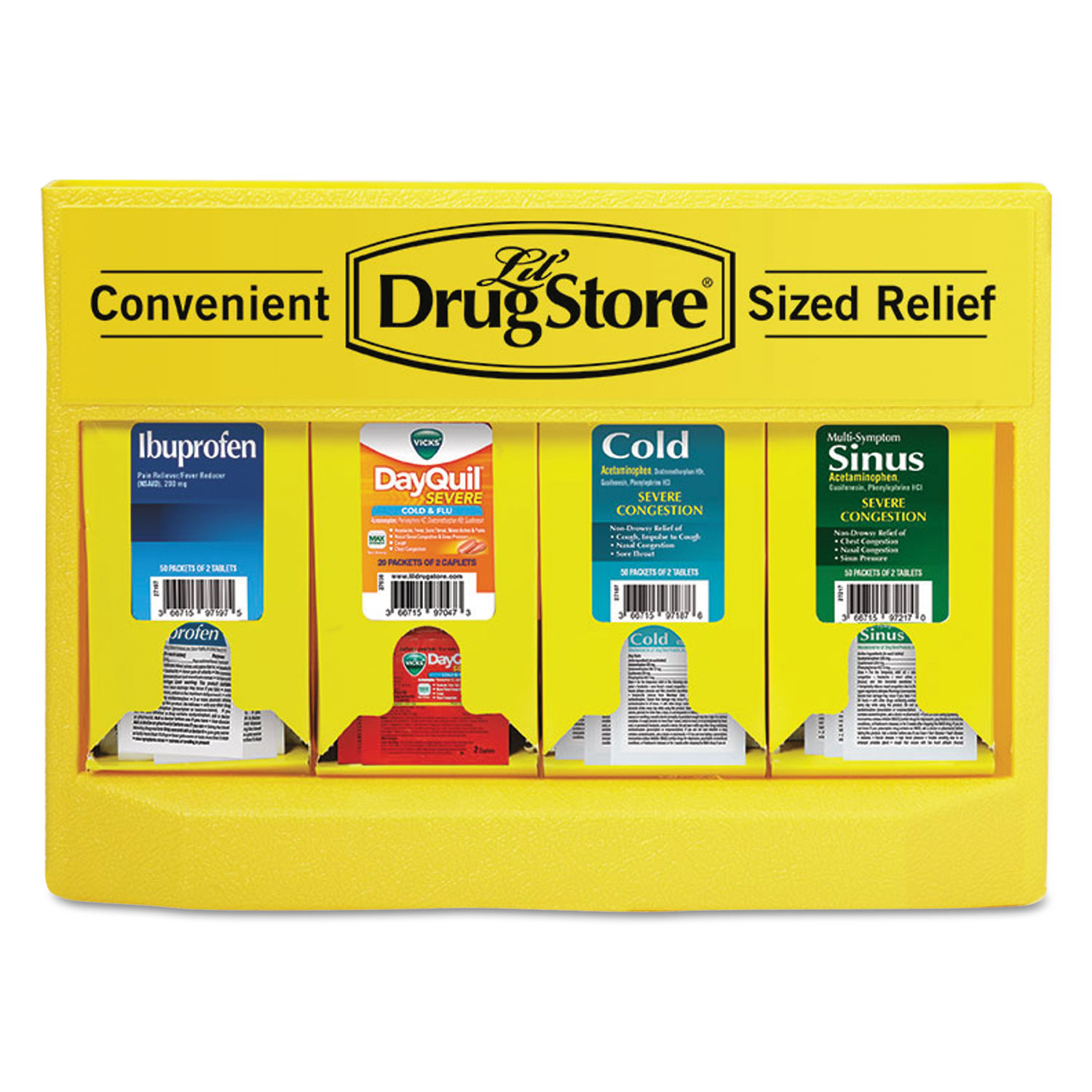  Lil' Drugstore 71992 Cold and Flu Single Dose Dispenser, 170-Pieces, Plastic Case, Yellow/Black (LIL71992) 