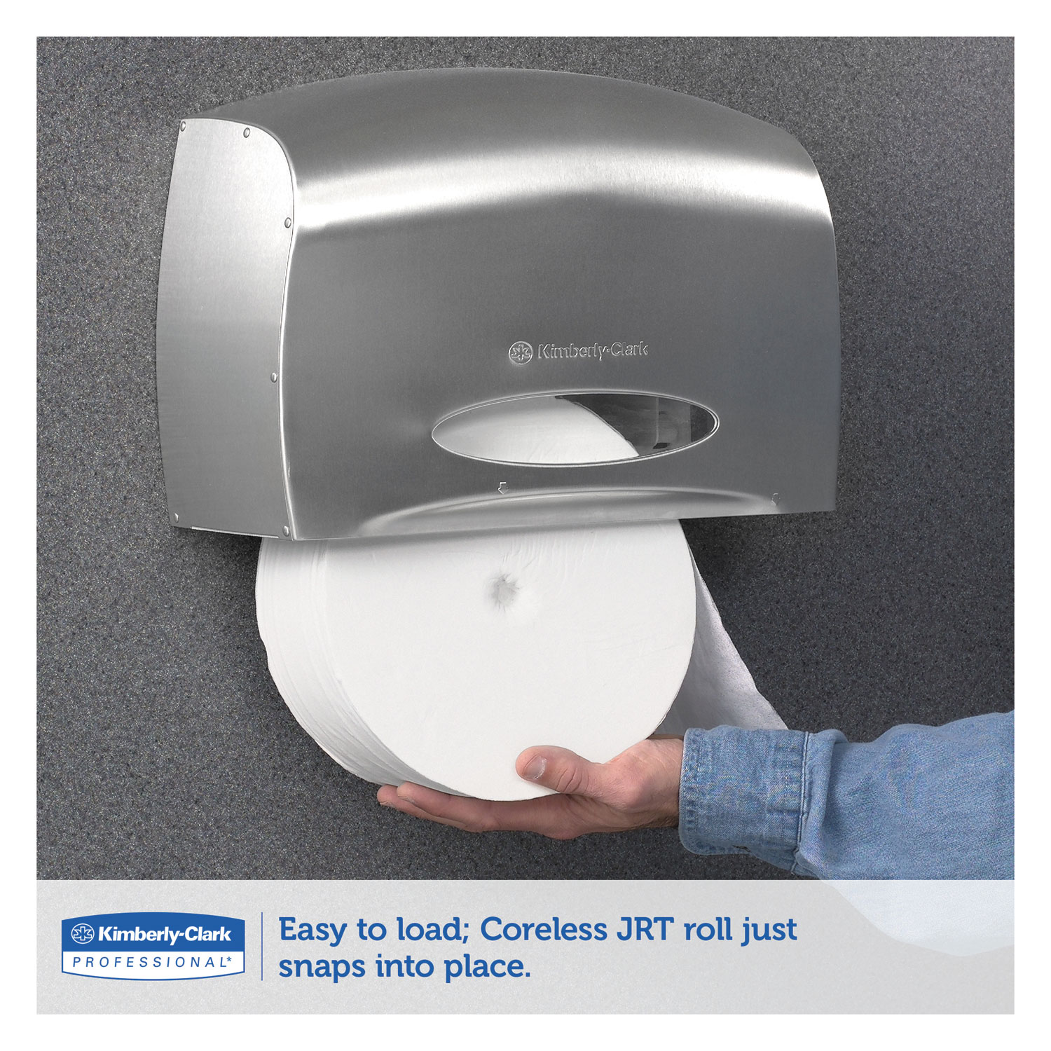 Coreless JRT Jr. Bath Tissue Dispenser, EZ Load, 6x9.8x14.3, Stainless Steel