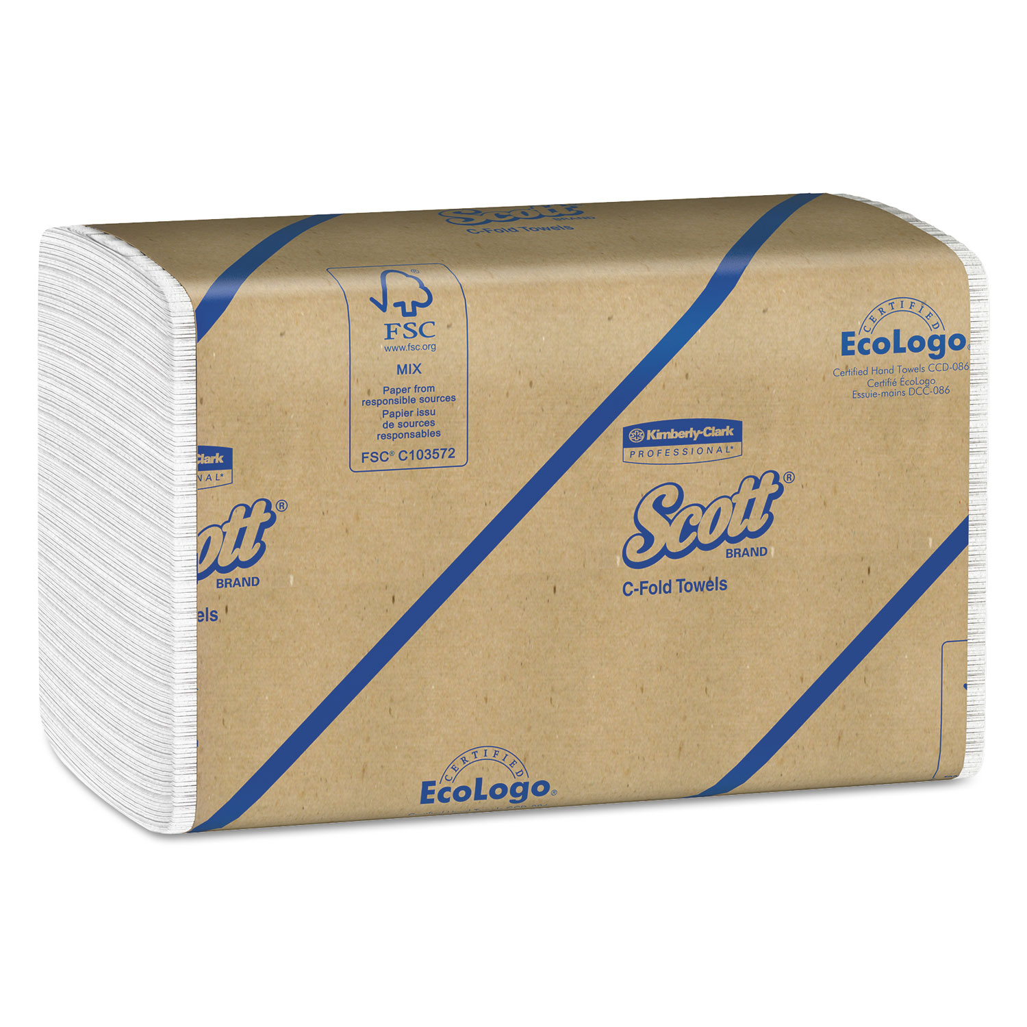  Scott 1510 Essential C-Fold Towels, Absorbency Pockets,10 1/8x13 3/20,White,200/PK,12 PK/CT (KCC01510) 