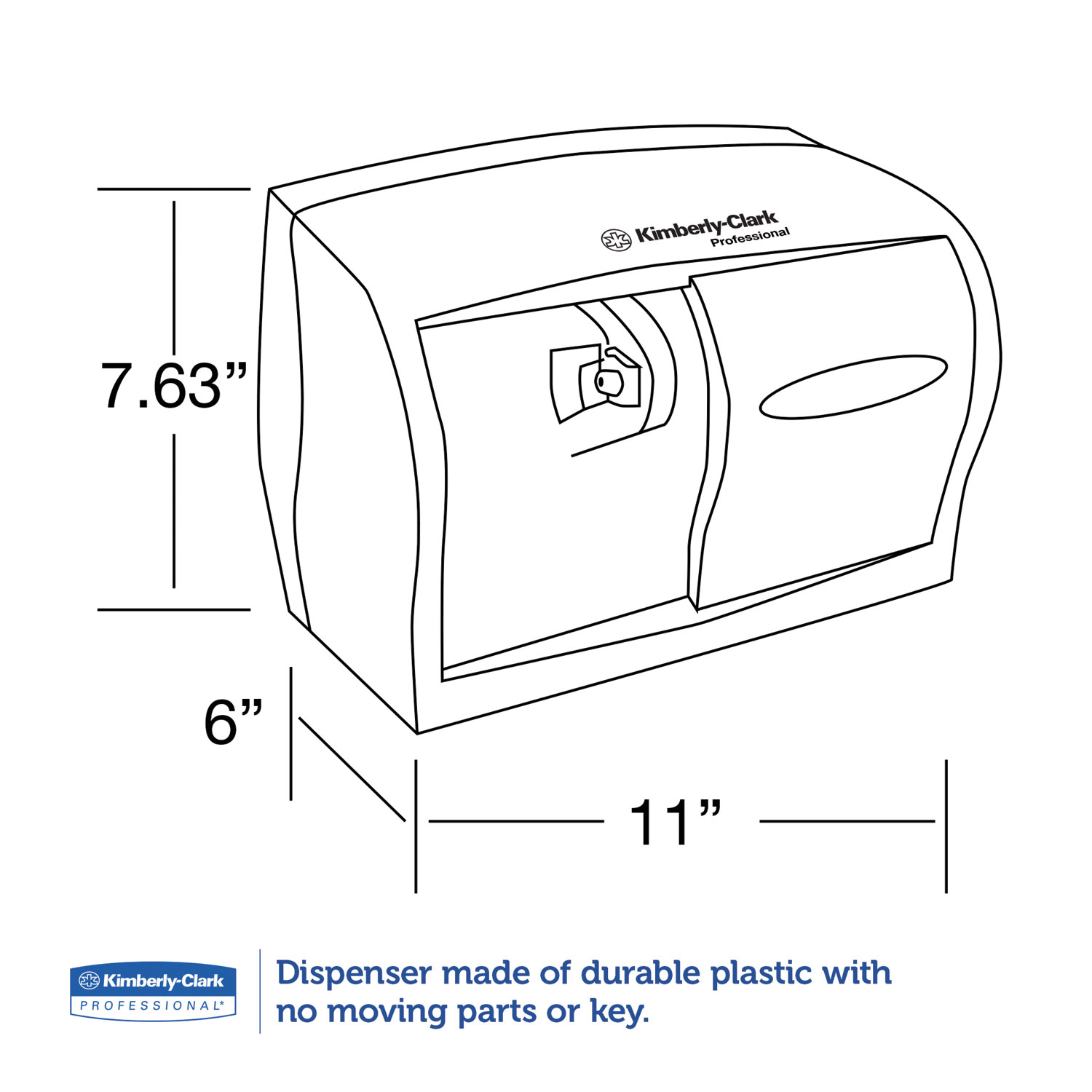 Coreless Double Roll Tissue Dispenser, 11 1/10 x 6 x 7 5/8, Smoke/Gray