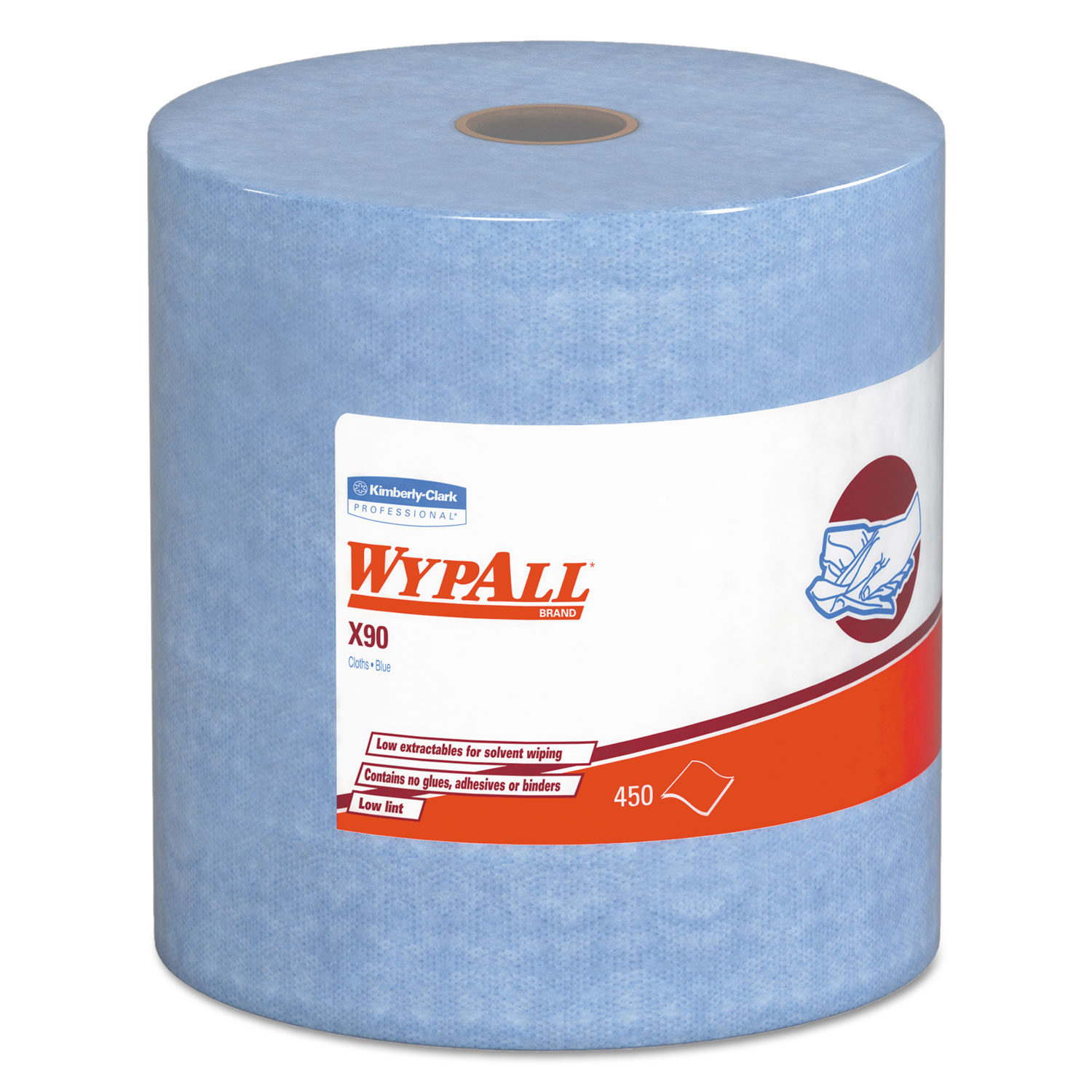  WypAll KCC 12889 X90 Cloths, Jumbo Roll, 11 1/10 x 13 2/5, Denim Blue, 450/Roll, 1 Roll/Carton (KCC12889) 