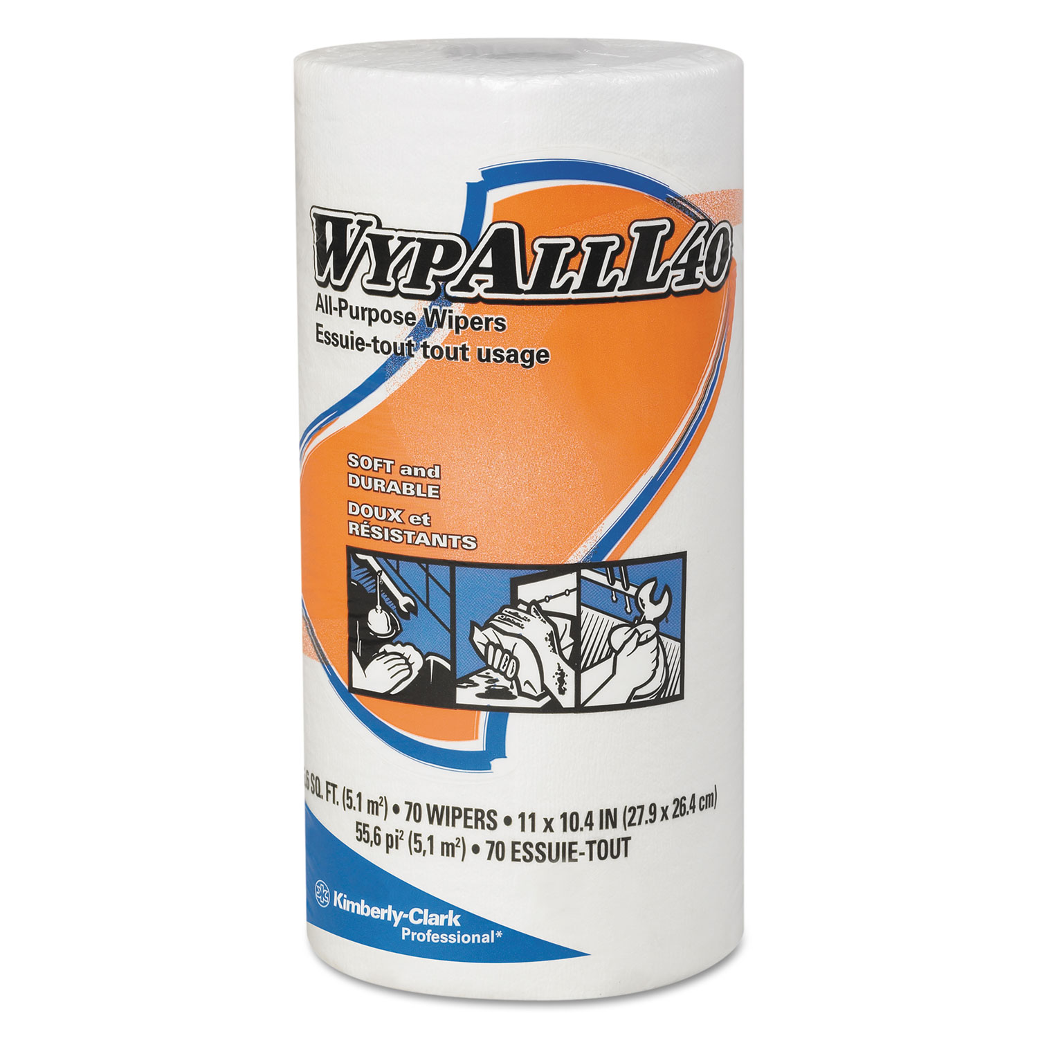  WypAll 5027 L40 Towels, Small Roll, 10 2/5 x 11, White, 70/Roll, 24 Rolls/Carton (KCC05027) 