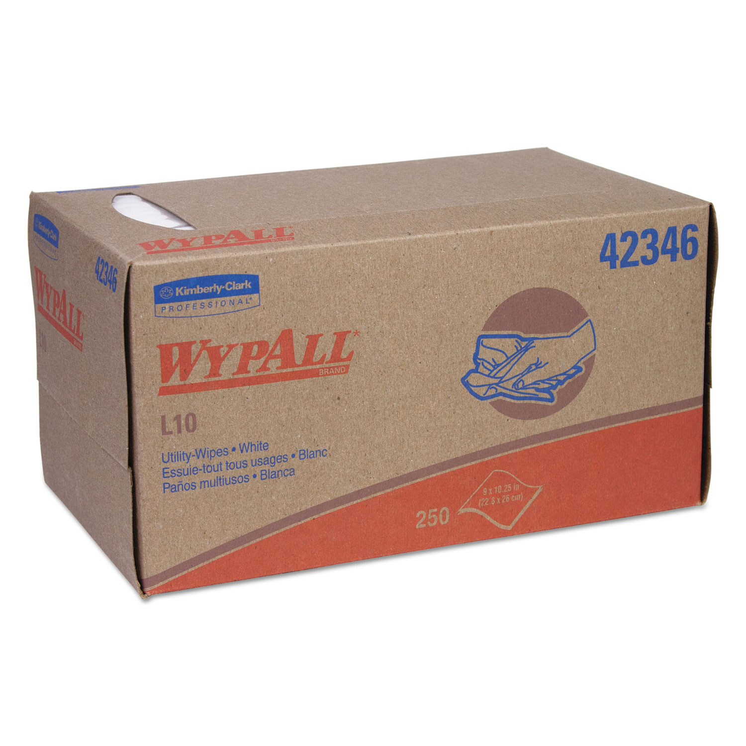  WypAll 42346 L10 Towels, POP-UP Box, 1-Ply, 10 1/4 x 9, White, 250/Box (KCC42346) 