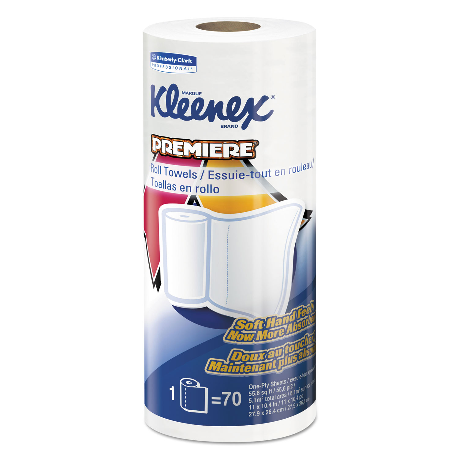  Kleenex 13964 Premiere Kitchen Roll Towels, White, 70/Roll, 24 Rolls/Carton (KCC13964) 