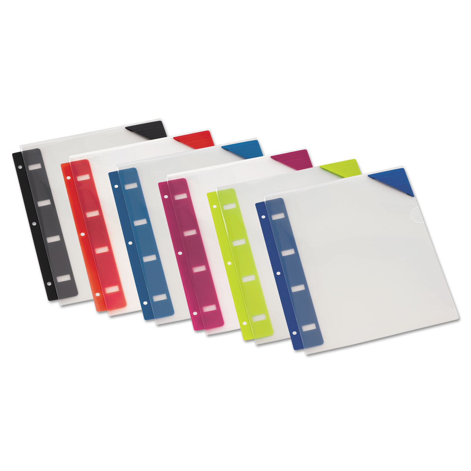  Oxford 14360 Retractable Binder Pocket, 1/4 x 9, Assorted Colors, 6/Pack (OXF14360) 