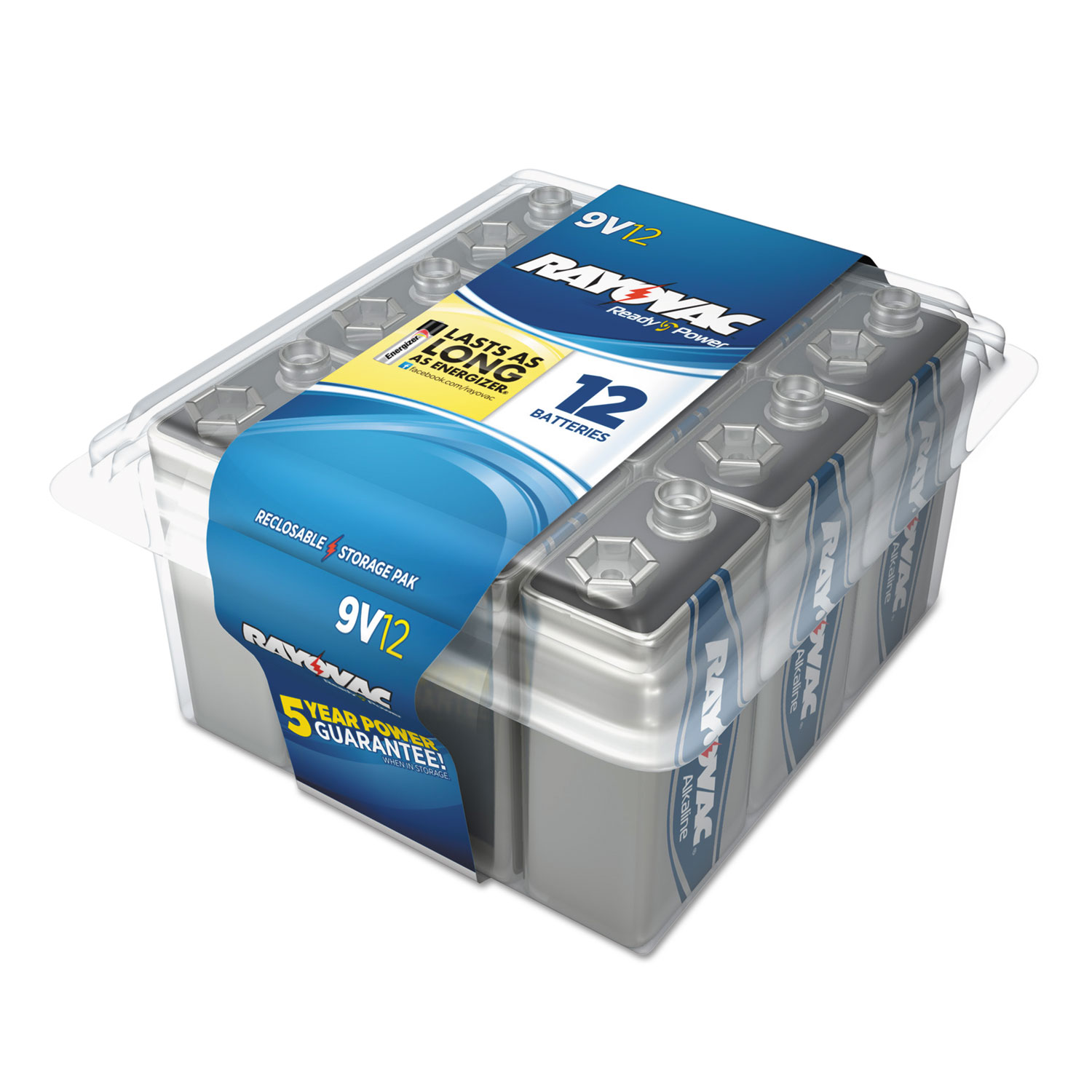 High Energy Premium Alkaline Battery, 9V, 8/Pack