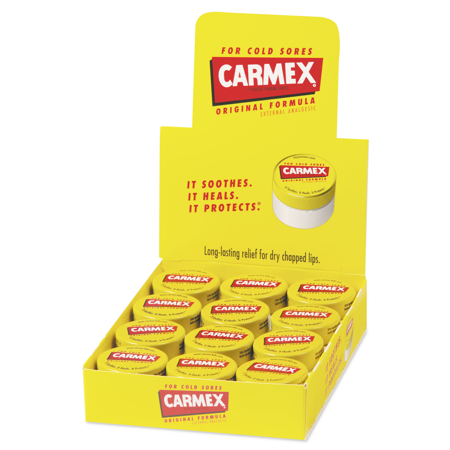  Carmex 62458 Moisturizing Lip Balm, Original Flavor, 0.25 oz Jar, 12/Box (LIL62458) 