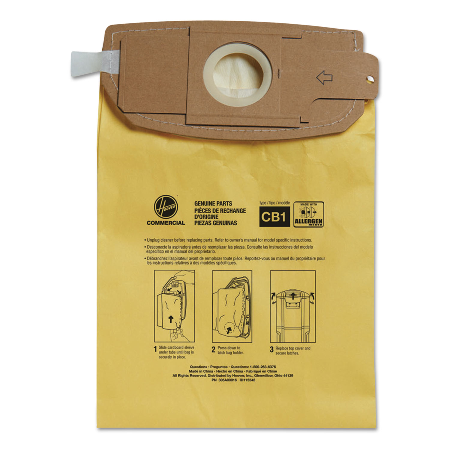  Hoover Commercial AH10273 Disposable Vacuum Bags, Allergen C1, 10PK/EA (HVRAH10273) 