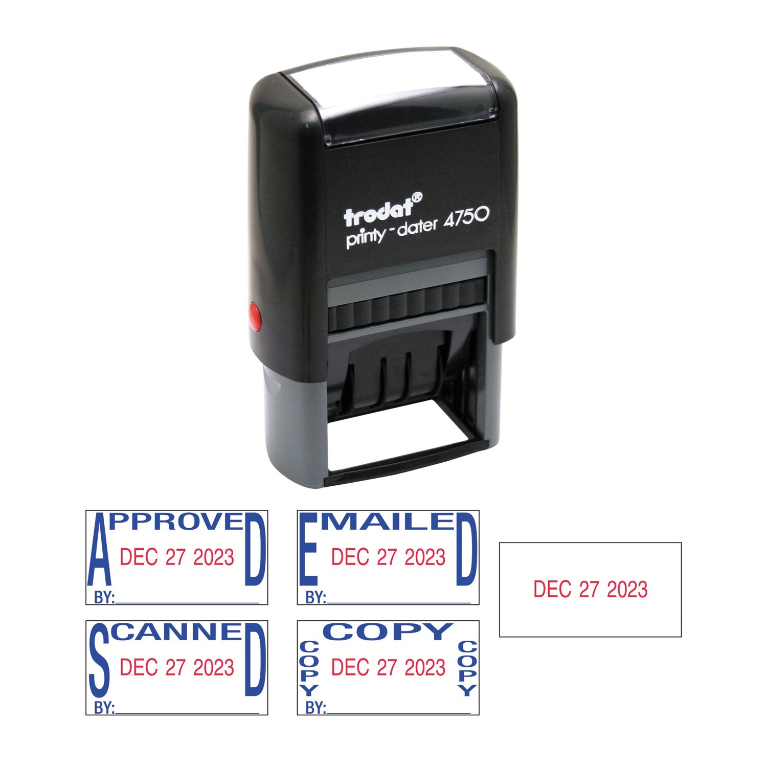  Trodat E4756 Economy 5-in-1 Date Stamp, Self-Inking, 1 x 1 5/8, Blue/Red (USSE4756) 