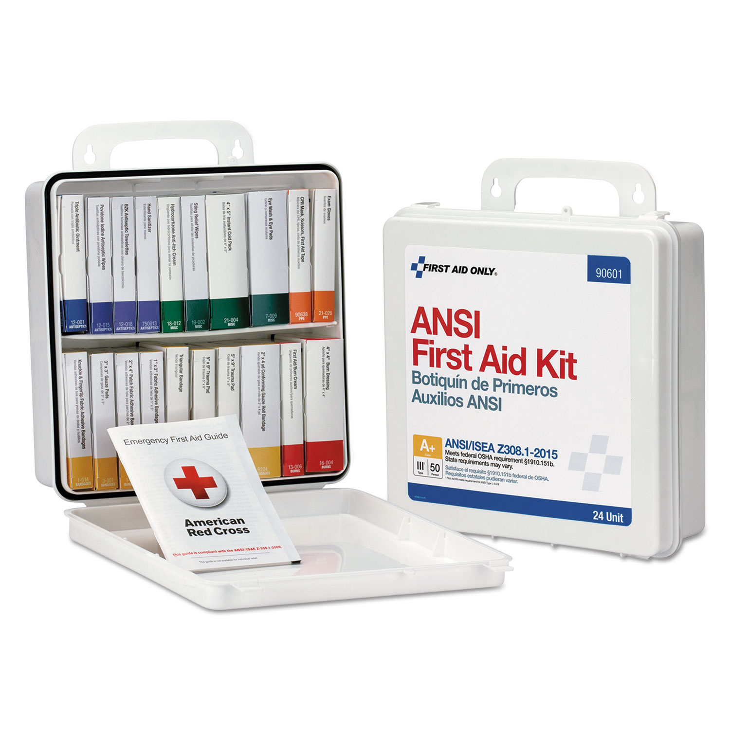  First Aid Only 90601 Unitized Weatherproof ANSI Class A+ First Aid Kit for 50 People, 24 Units (FAO90601) 
