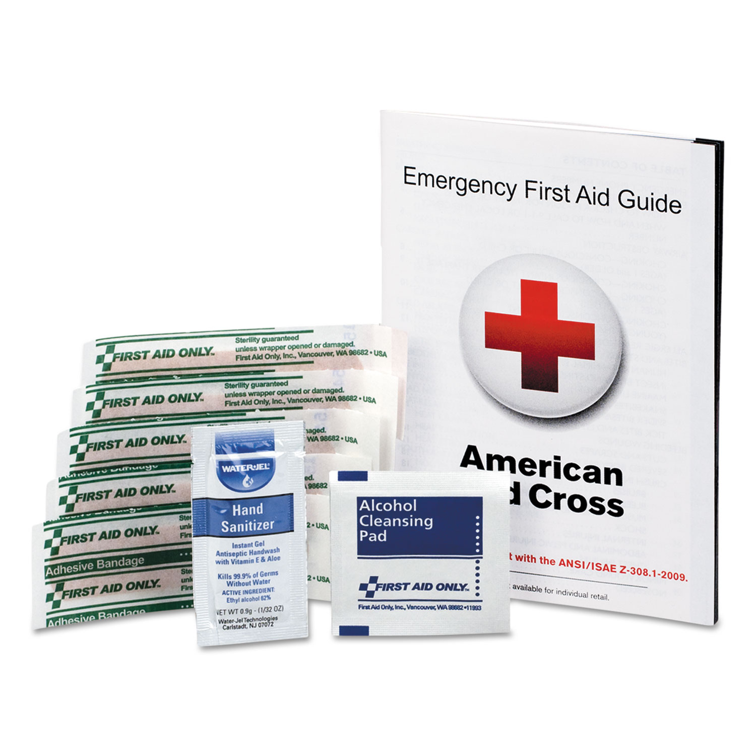  First Aid Only FAE-6017 First Aid Guide w/Supplies, 9 Pieces (FAOFAE6017) 