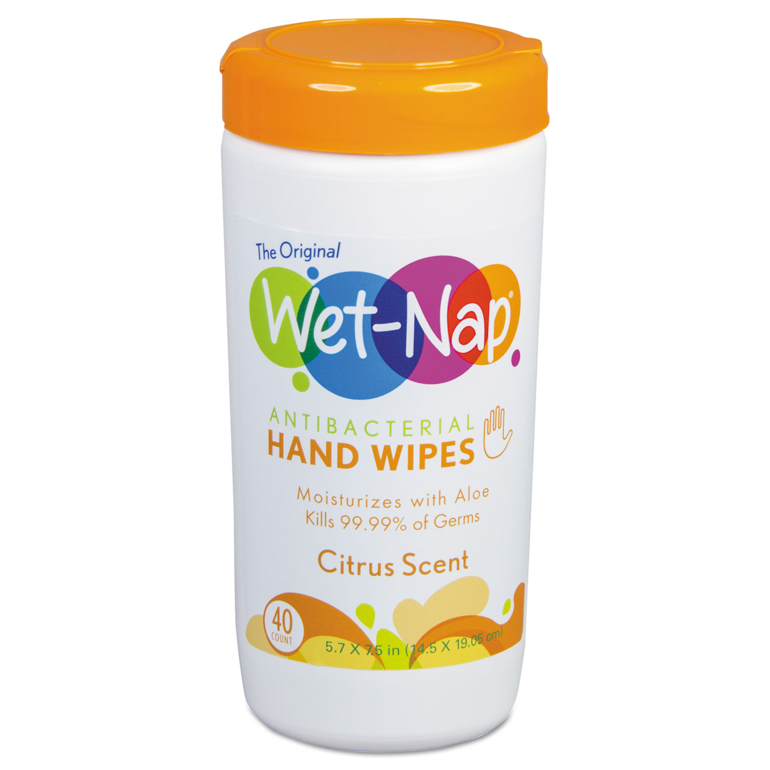 Antibacterial Hand Wipes, 5 3/4 x 7 3/5, White, Citrus Scent, 40/Canister