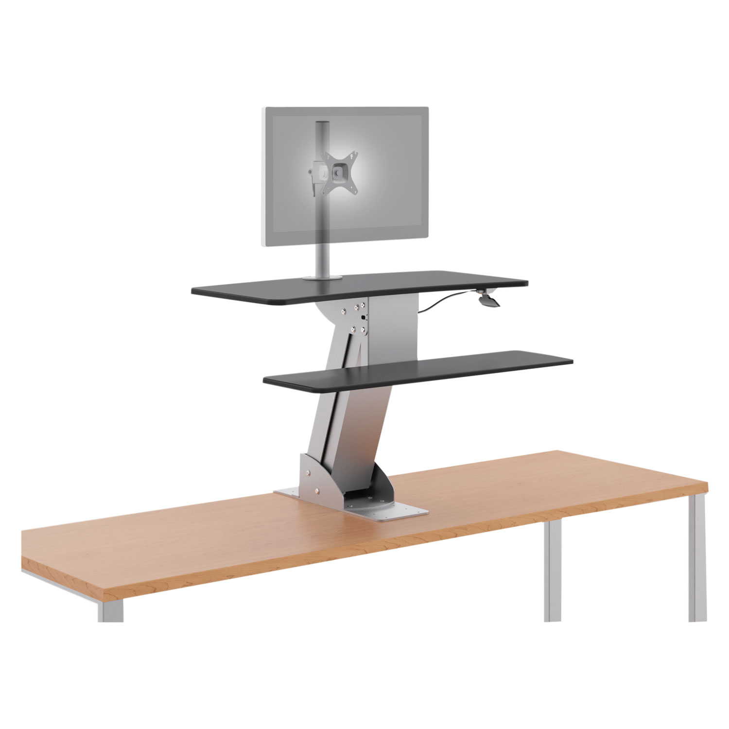  HON HS1101 Directional Desktop Sit-to-Stand Riser with Single Monitor Arm, Silver/Black (HONS1101) 