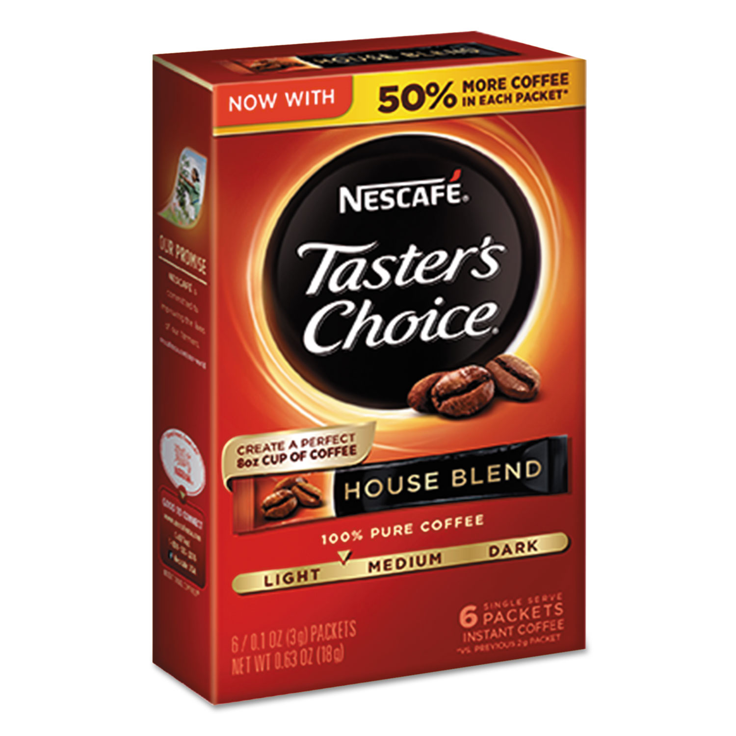Tasters Choice House Blend Instant Coffee, 0.1oz Stick, 6/Box, 12Box/Carton