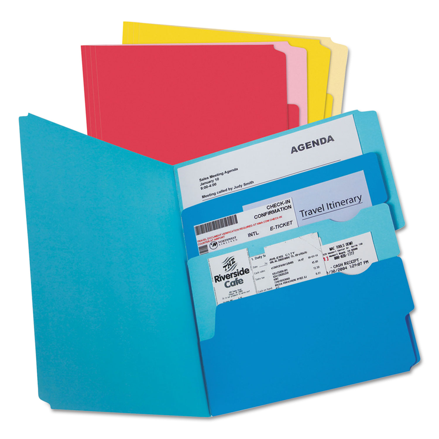 Divide it Up File Folder, Multi Section, 1/2 Cut Tab, Letter, Assorted, 24/Pack