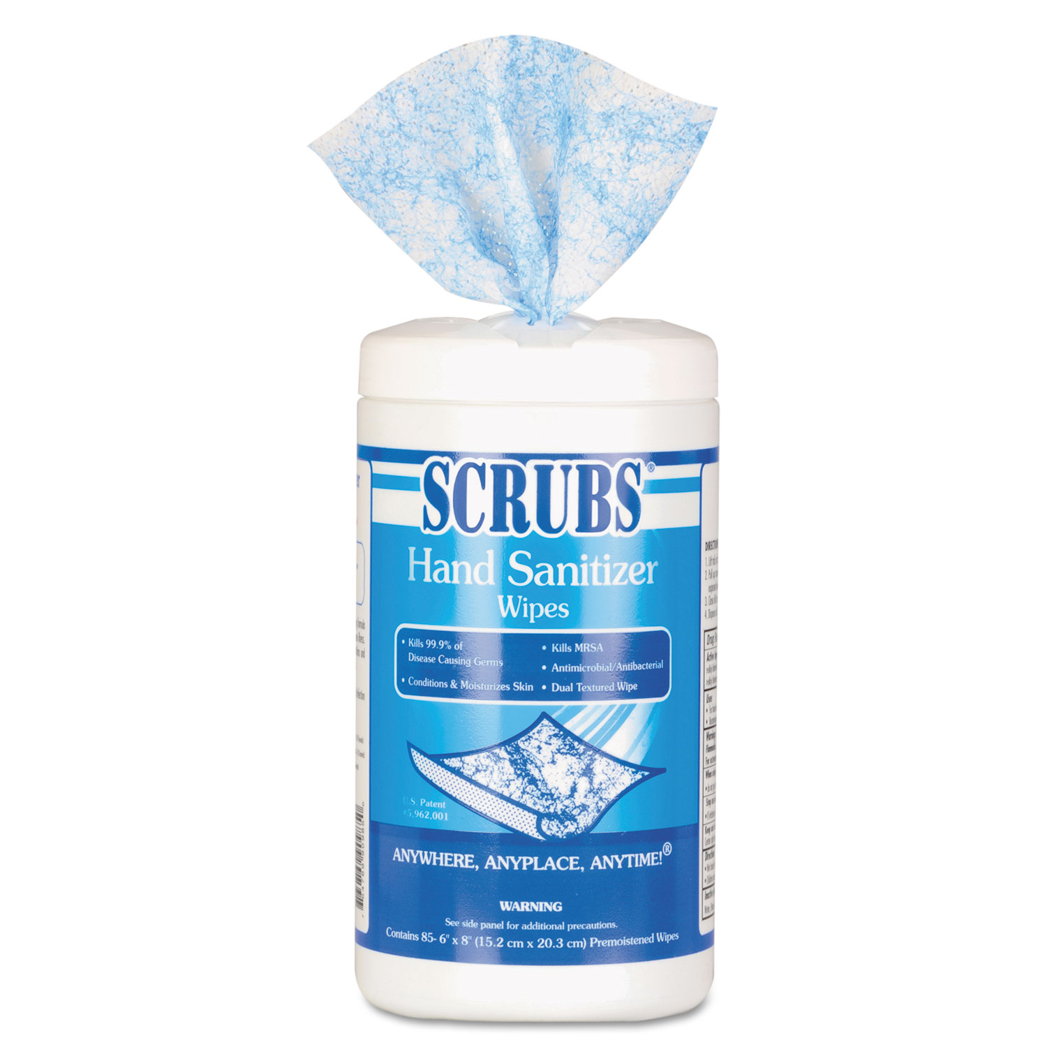 SCRUBS 90985 Hand Sanitizer Wipes, 6 x 8, 85/Can, 6 Cans/Carton (ITW90985) 