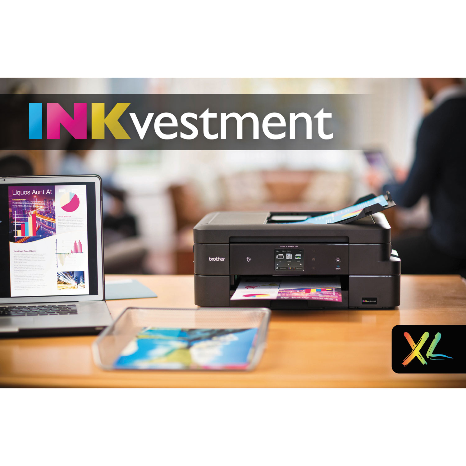 Work Smart MFC-J985DWXL Copy/Fax/Print/Scan, 12 INKvestment Cartridges