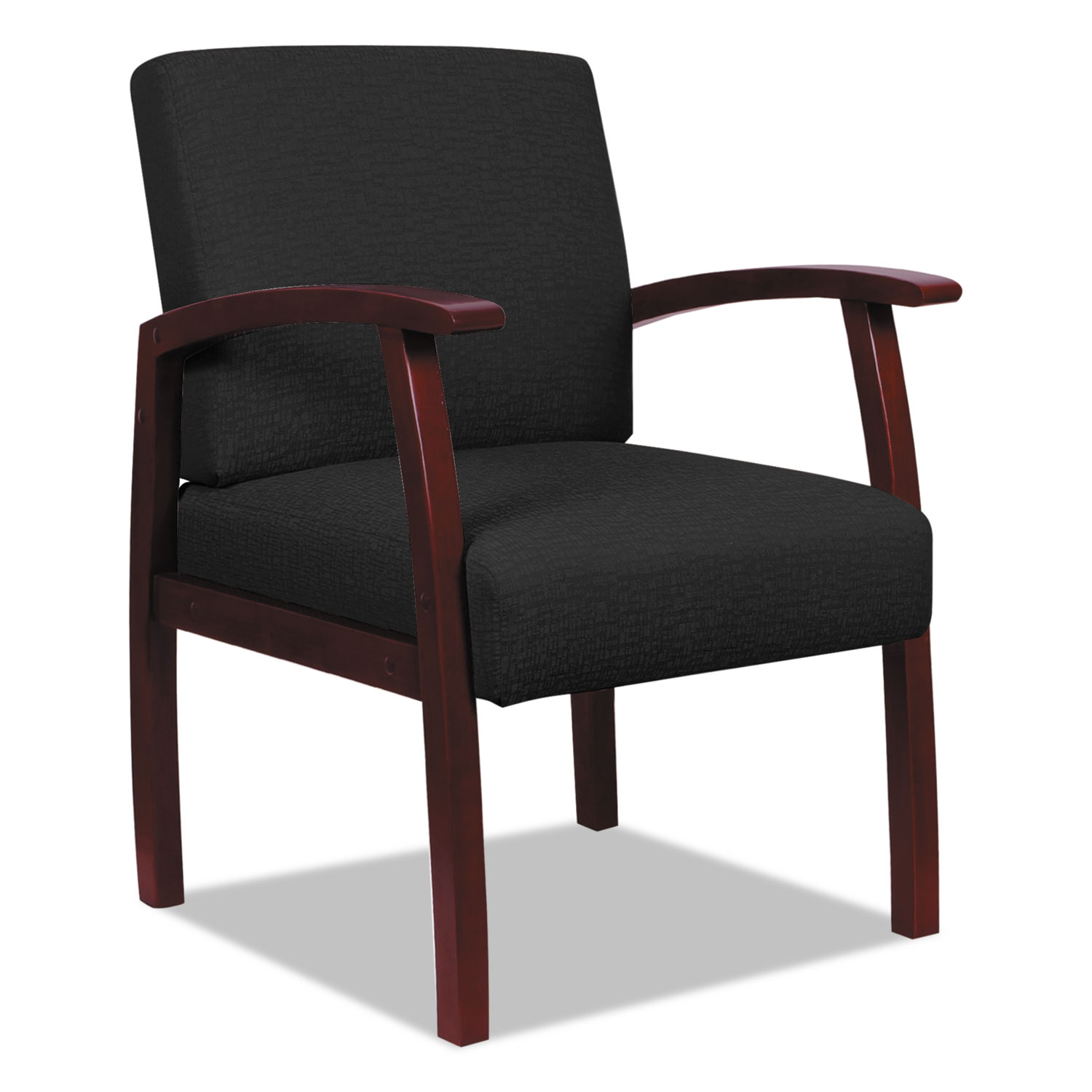  Alera ALERL7611M Alera Reception Lounge 700 Series Guest Chair, 23.22'' x 26.18'' x 35.23'', Black Seat/Mahogany Back, Mahogany Base (ALERL7611M) 