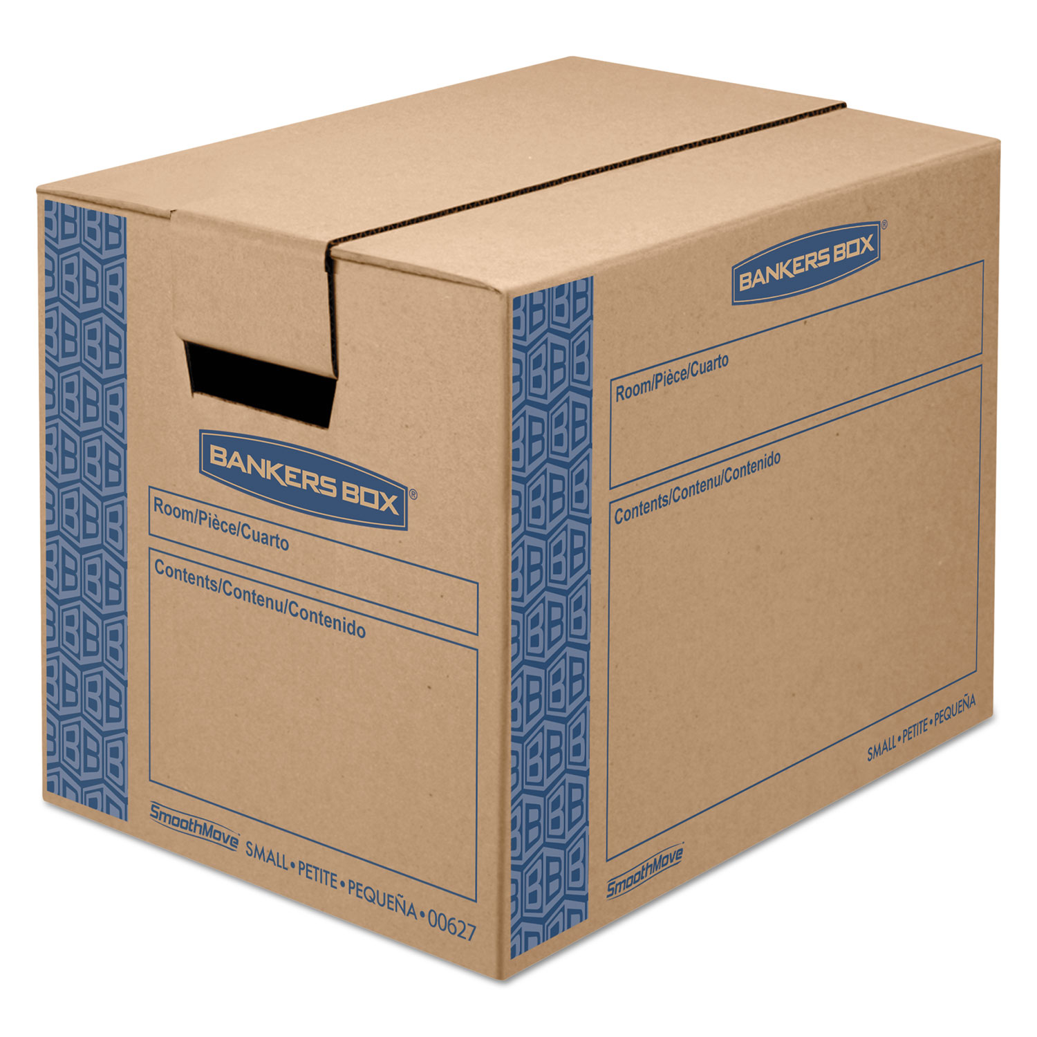  Bankers Box 0062701 SmoothMove Prime Moving & Storage Boxes, Small, Regular Slotted Container (RSC), 16 x 12 x 12, Brown Kraft/Blue, 10/Carton (FEL0062701) 