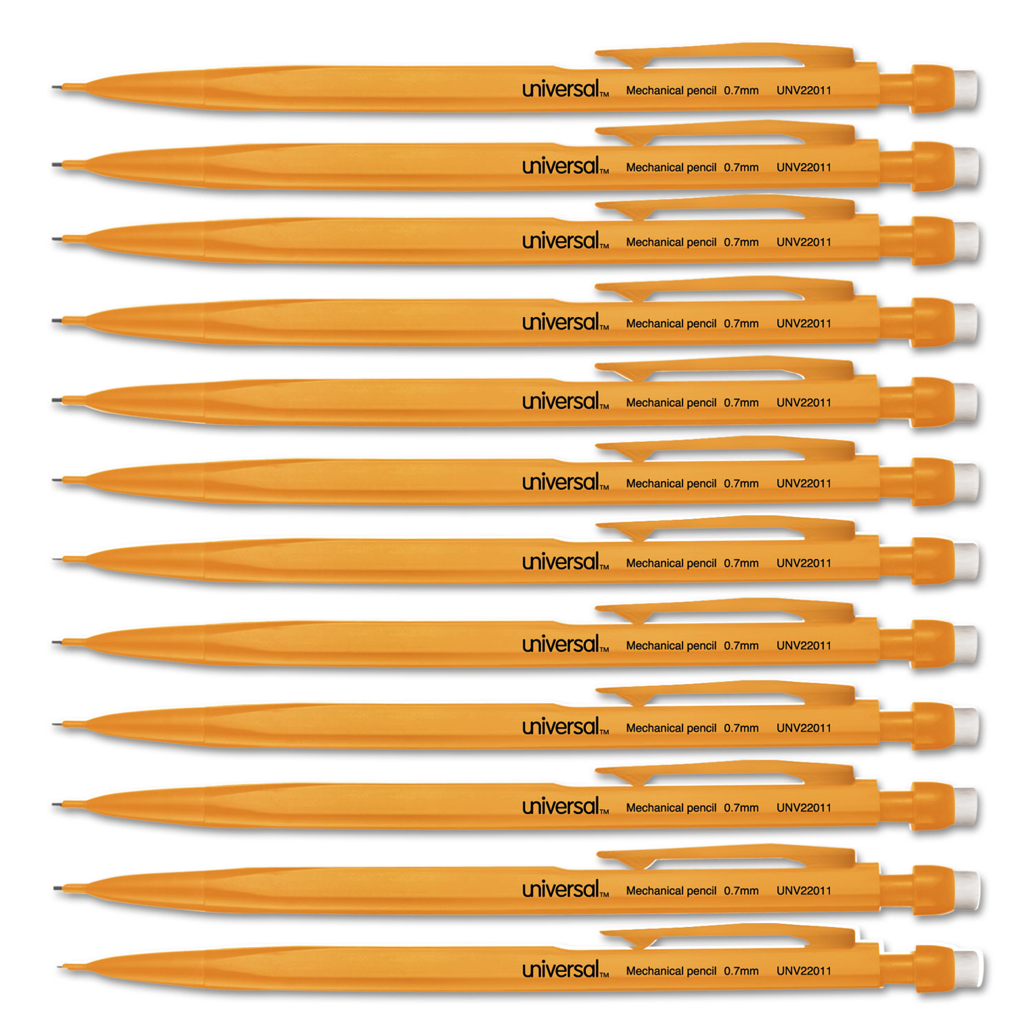 Mechanical Pencil, 0.7mm, Yellow, Dozen